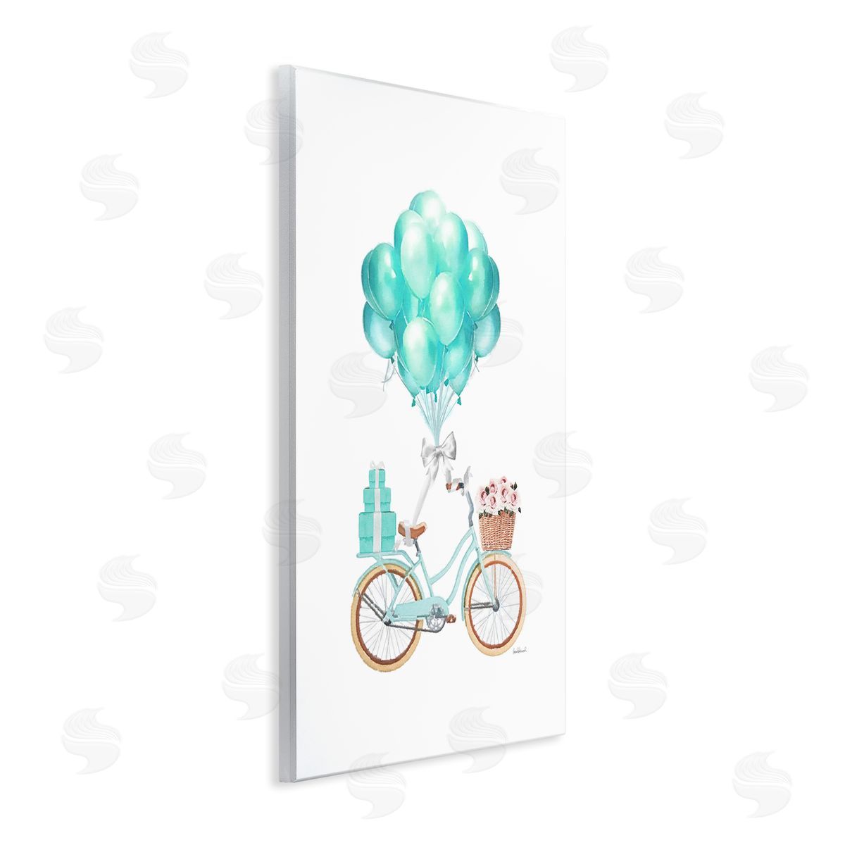 Blue Balloon Bike Wood Plaque Wall Art, Home Decor by Amanda Greenwood