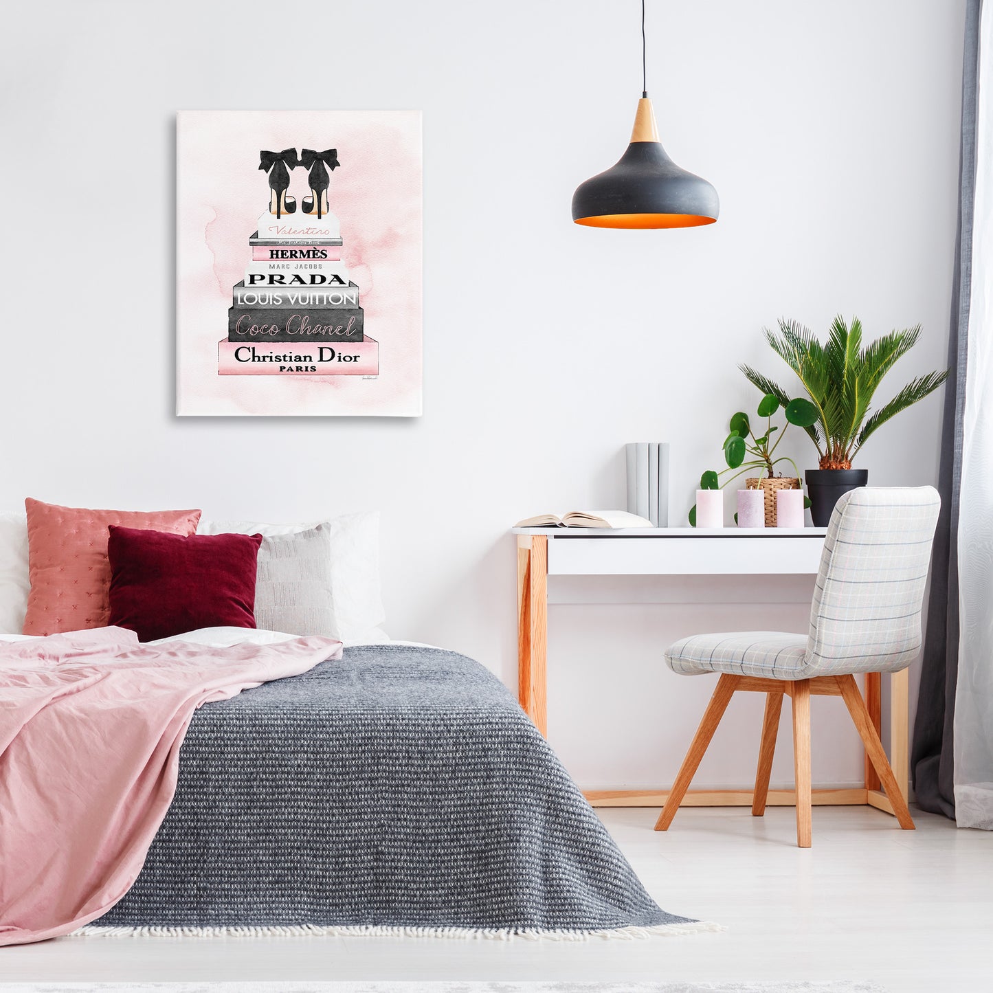 Black Heels on Bookstack Canvas Wall Art in Room, Home Decor by Amanda Greenwood
