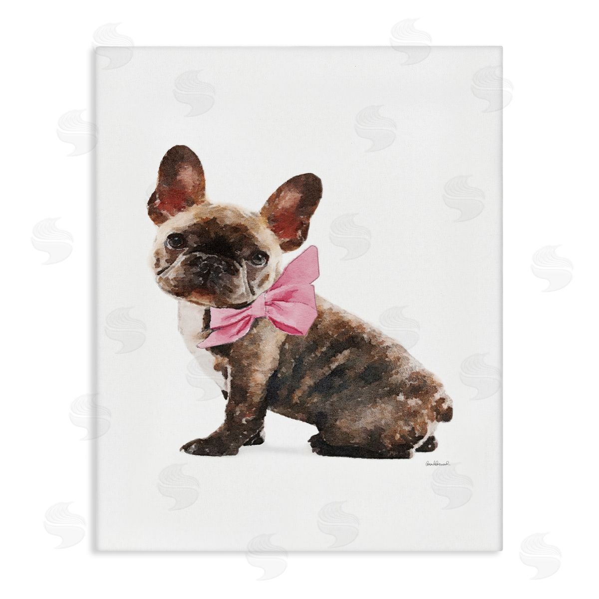 Puppy Pink Bow Cute Pet Dog Canvas Wall Art, Home Decor by Amanda Greenwood