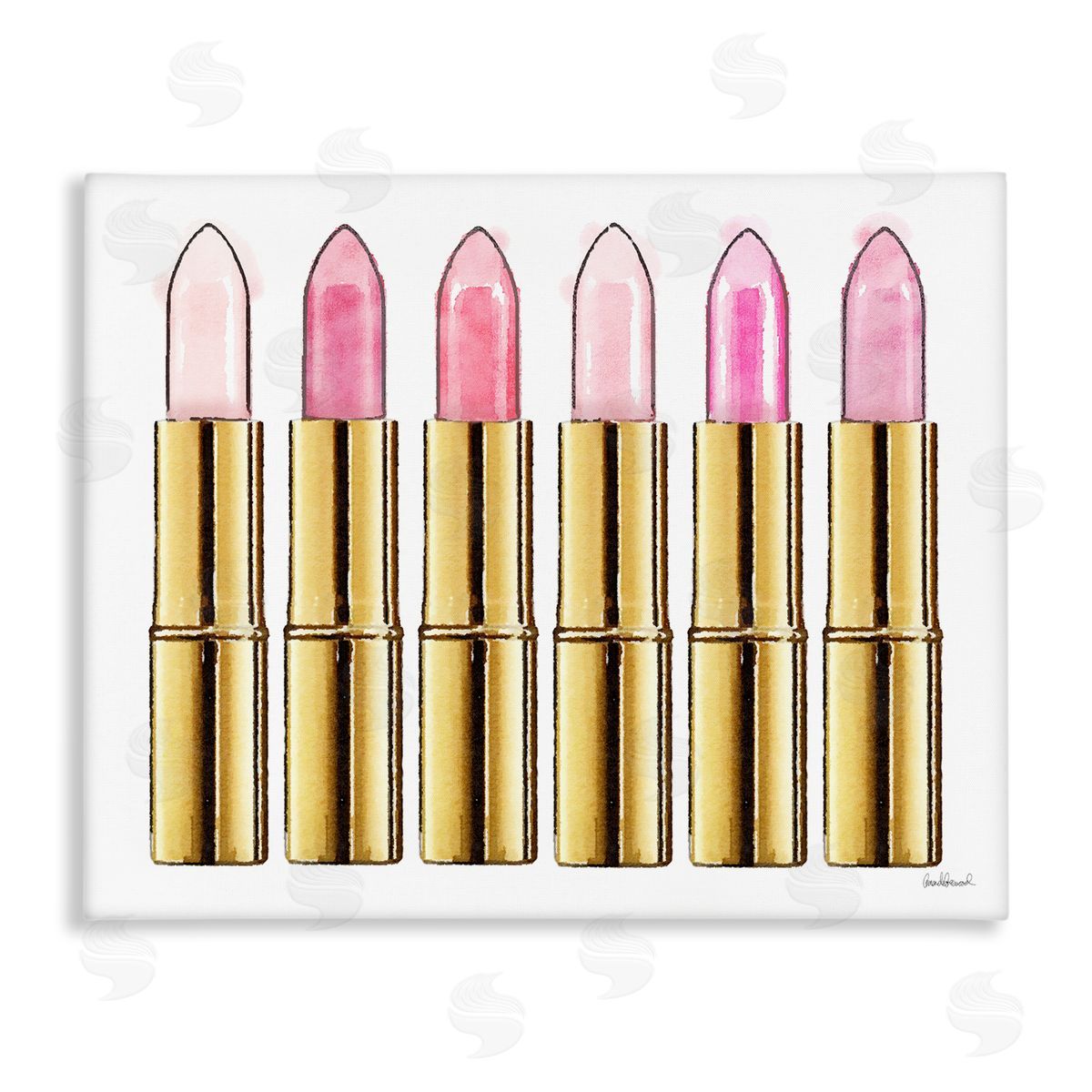 Pink Gold Lipstick Glam Fashion Canvas Wall Art, Home Decor by Amanda Greenwood
