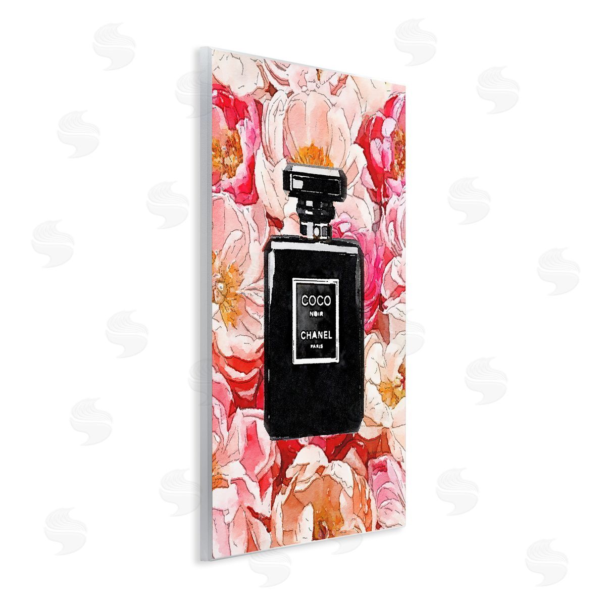 Black Perfume Pink Flowers Wood Plaque Wall Art, Home Decor by Amanda Greenwood