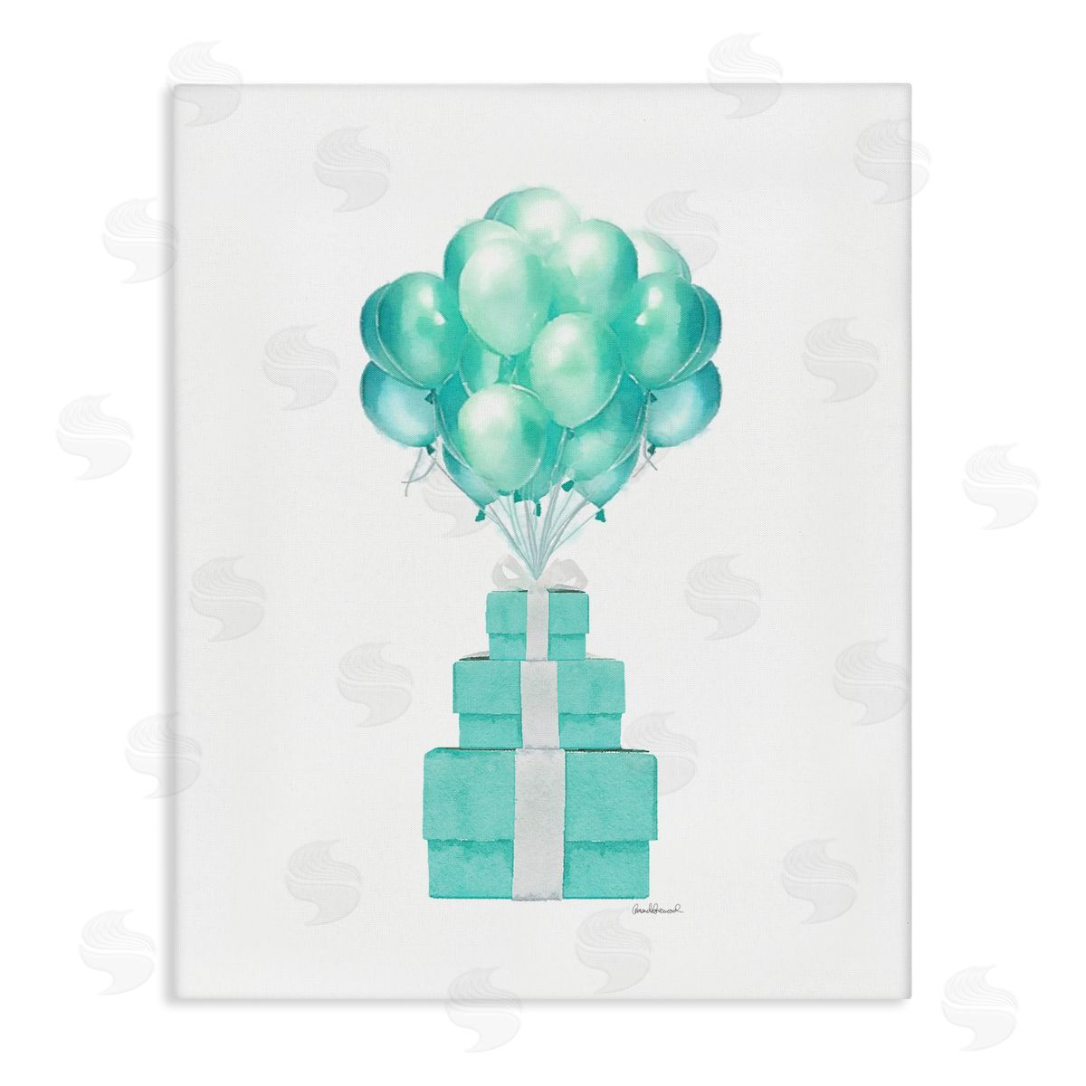 Blue Balloons & Presents Canvas Wall Art, Home Decor by Amanda Greenwood