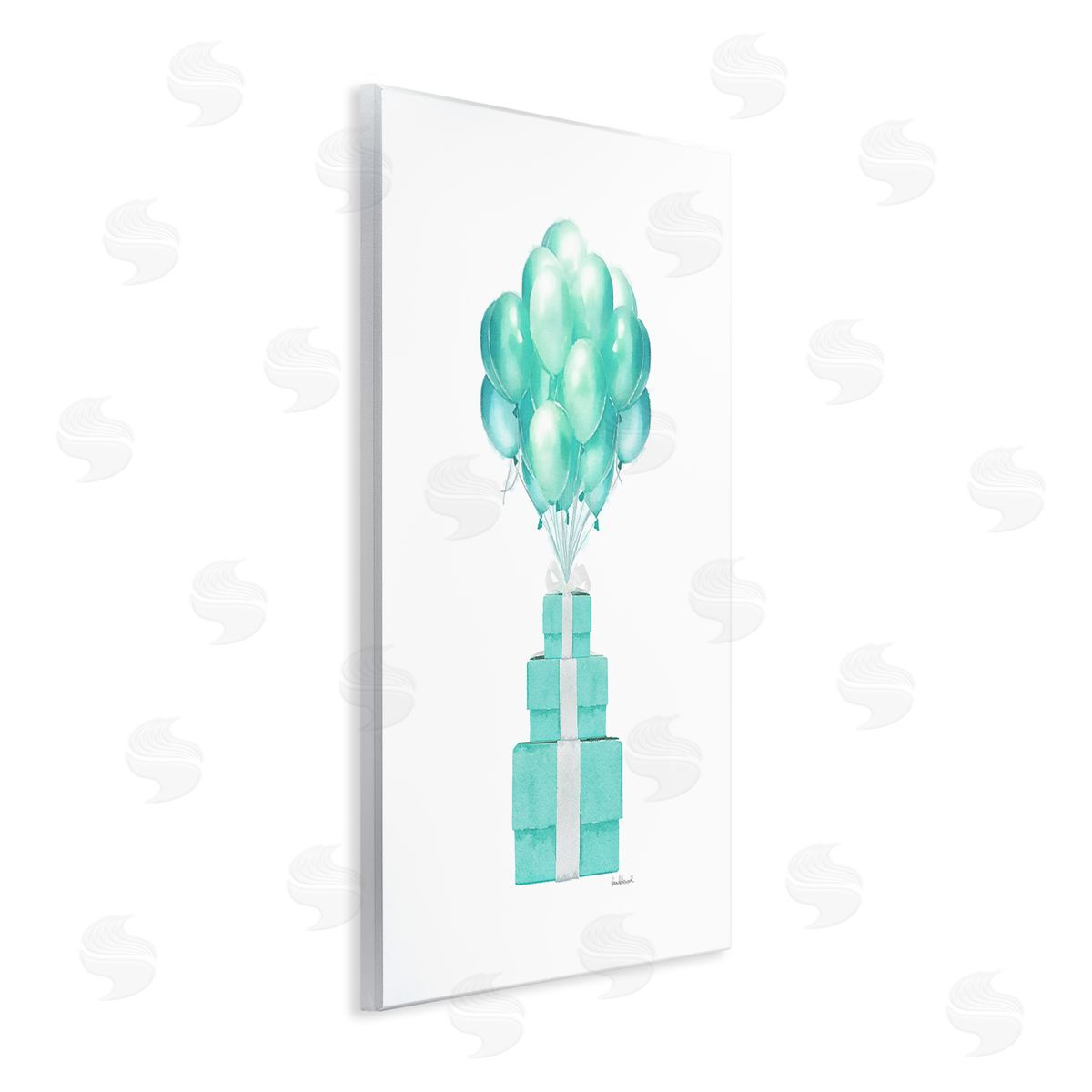 Blue Balloons & Presents Wood Plaque Wall Art, Home Decor by Amanda Greenwood