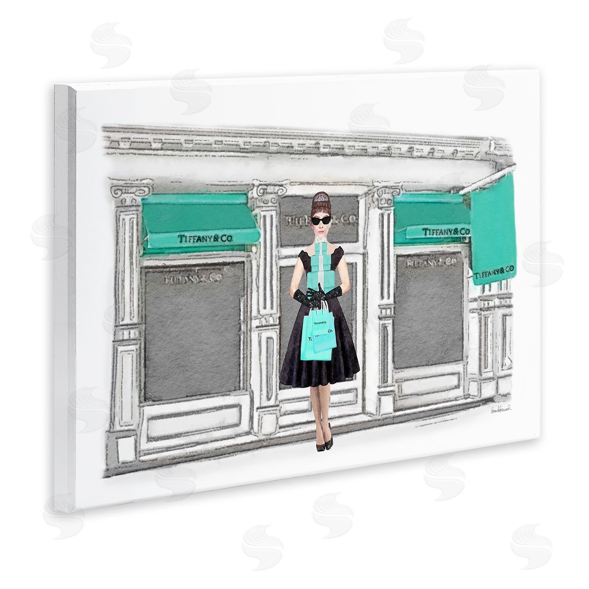 Glam Building Woman Shopper Wood Plaque Wall Art, Home Decor by Amanda Greenwood