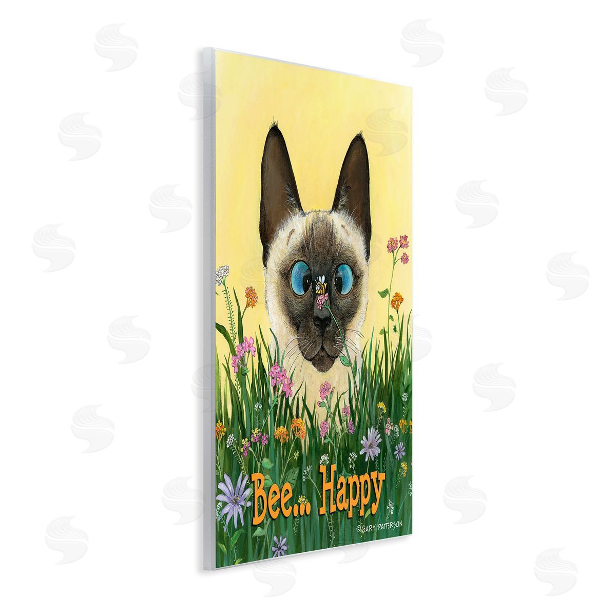 Bee Happy Funny Cat Pet Wood Plaque Wall Art, Home Decor by Gary Patterson