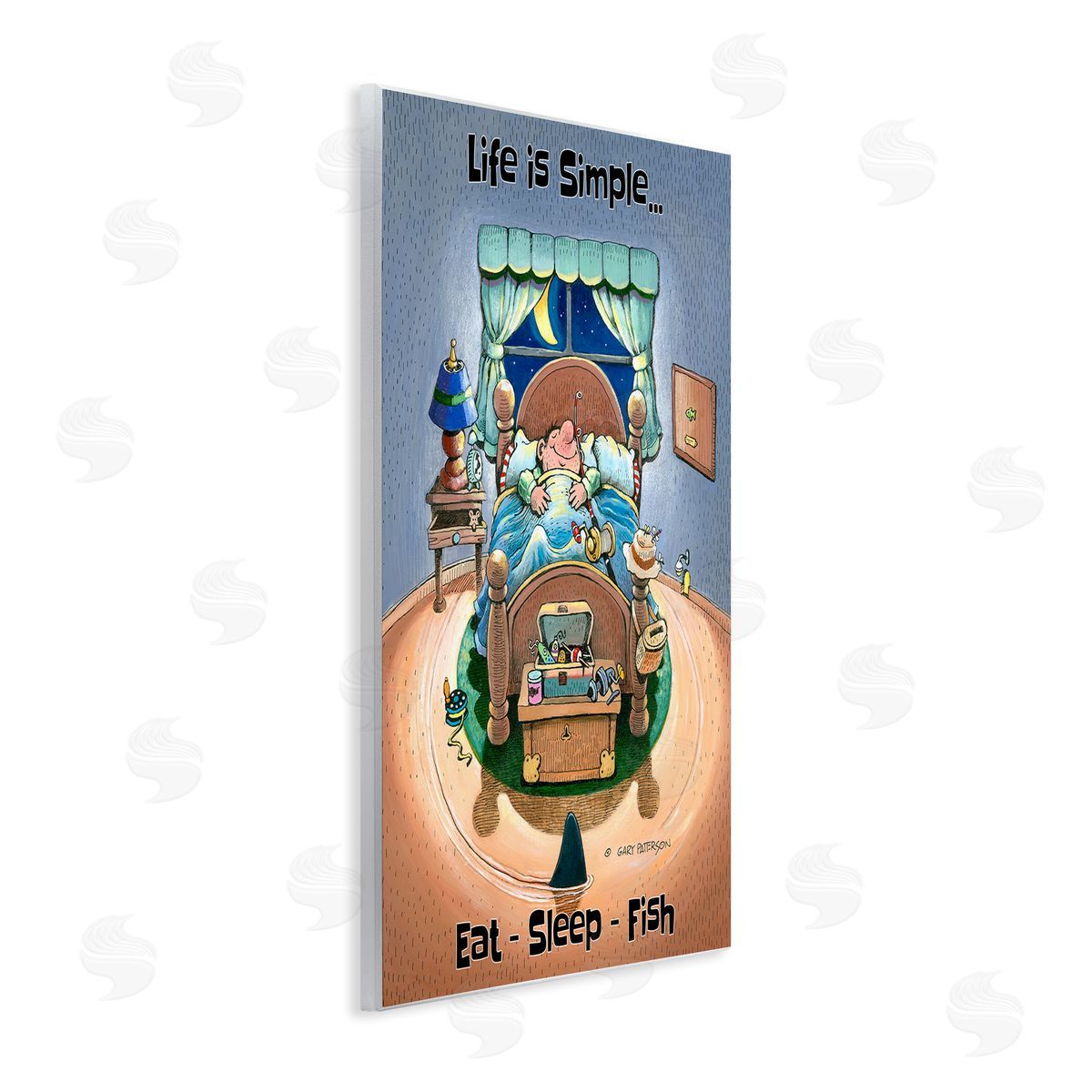 Eat Sleep Fish Funny Sports Wood Plaque Wall Art, Home Decor by Gary Patterson