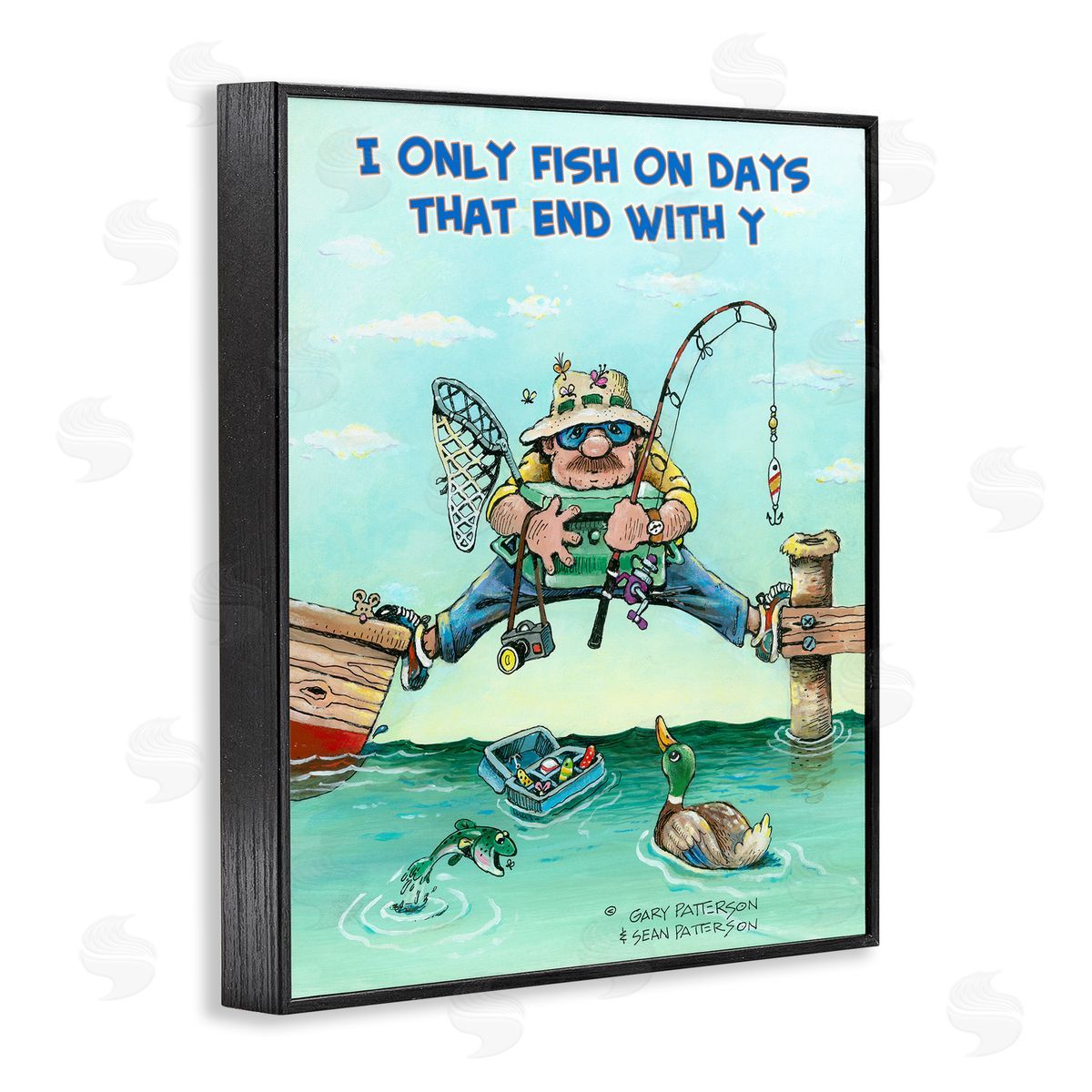 Fishing Days Ending in Y Black Frame Print Wall Art, Home Decor by Gary Patterson