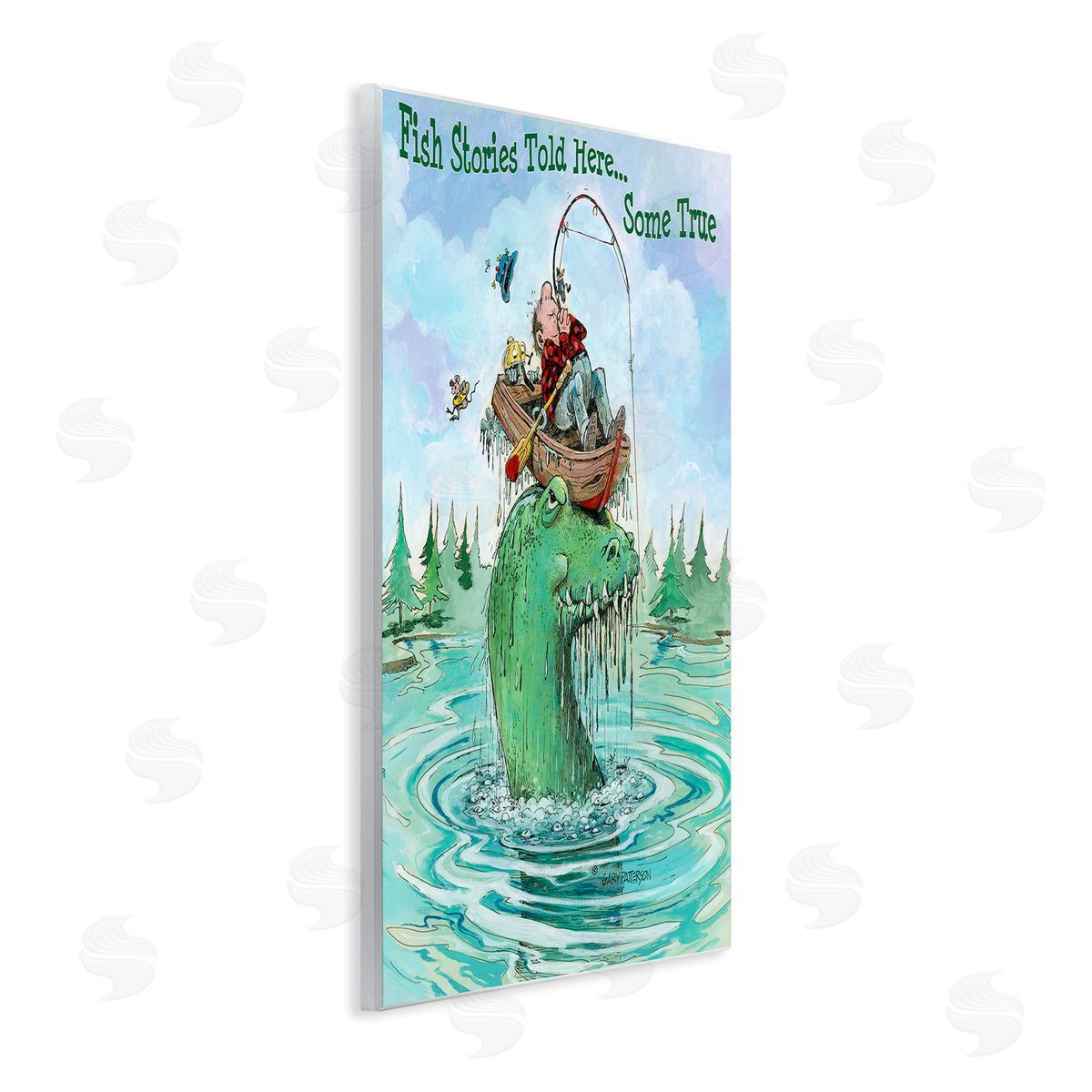 Fishing Stories Told Here Funny Wood Plaque Wall Art, Home Decor by Gary Patterson