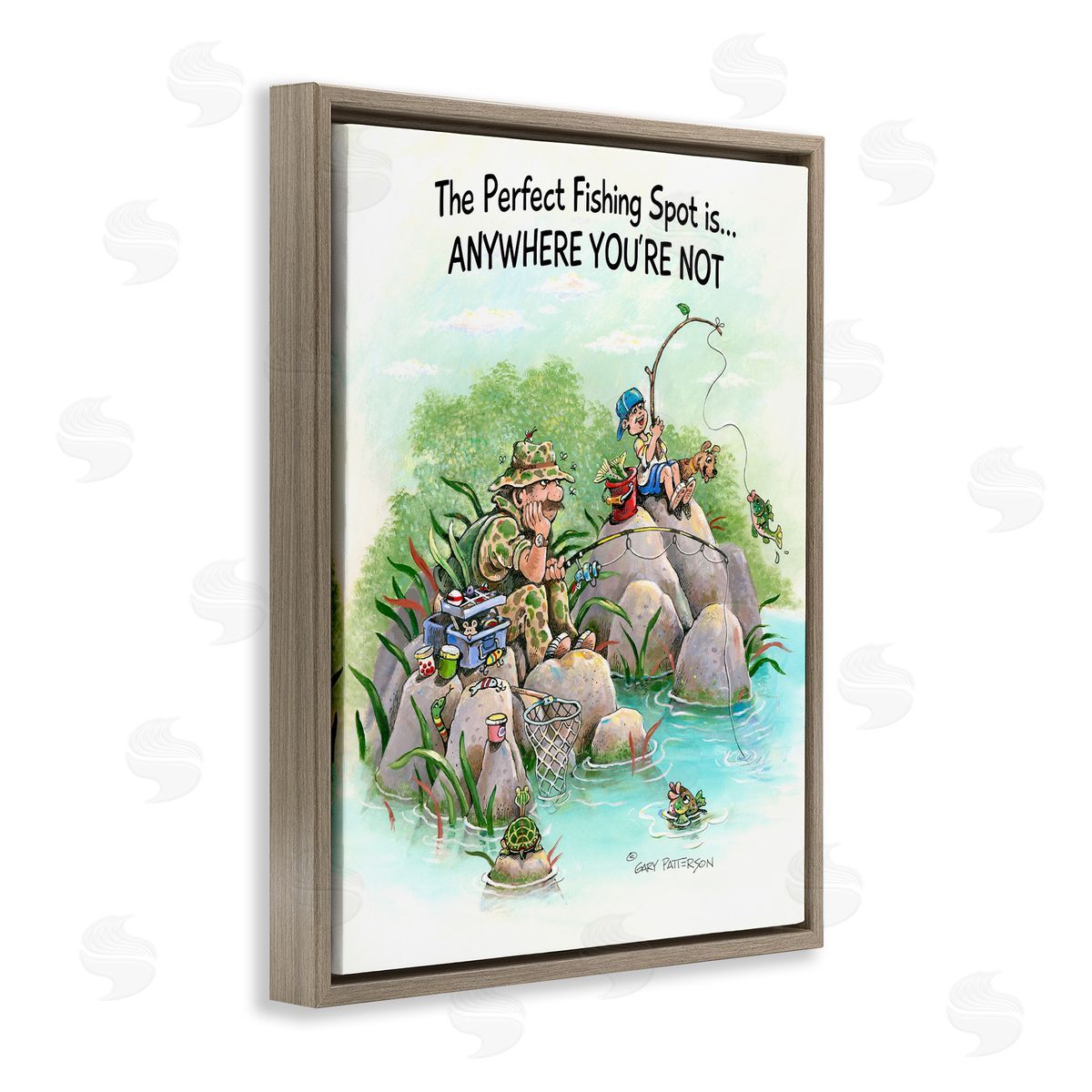 Perfect Fishing Funny Sports Brown Floating Frame Canvas Wall Art, Home Decor by Gary Patterson