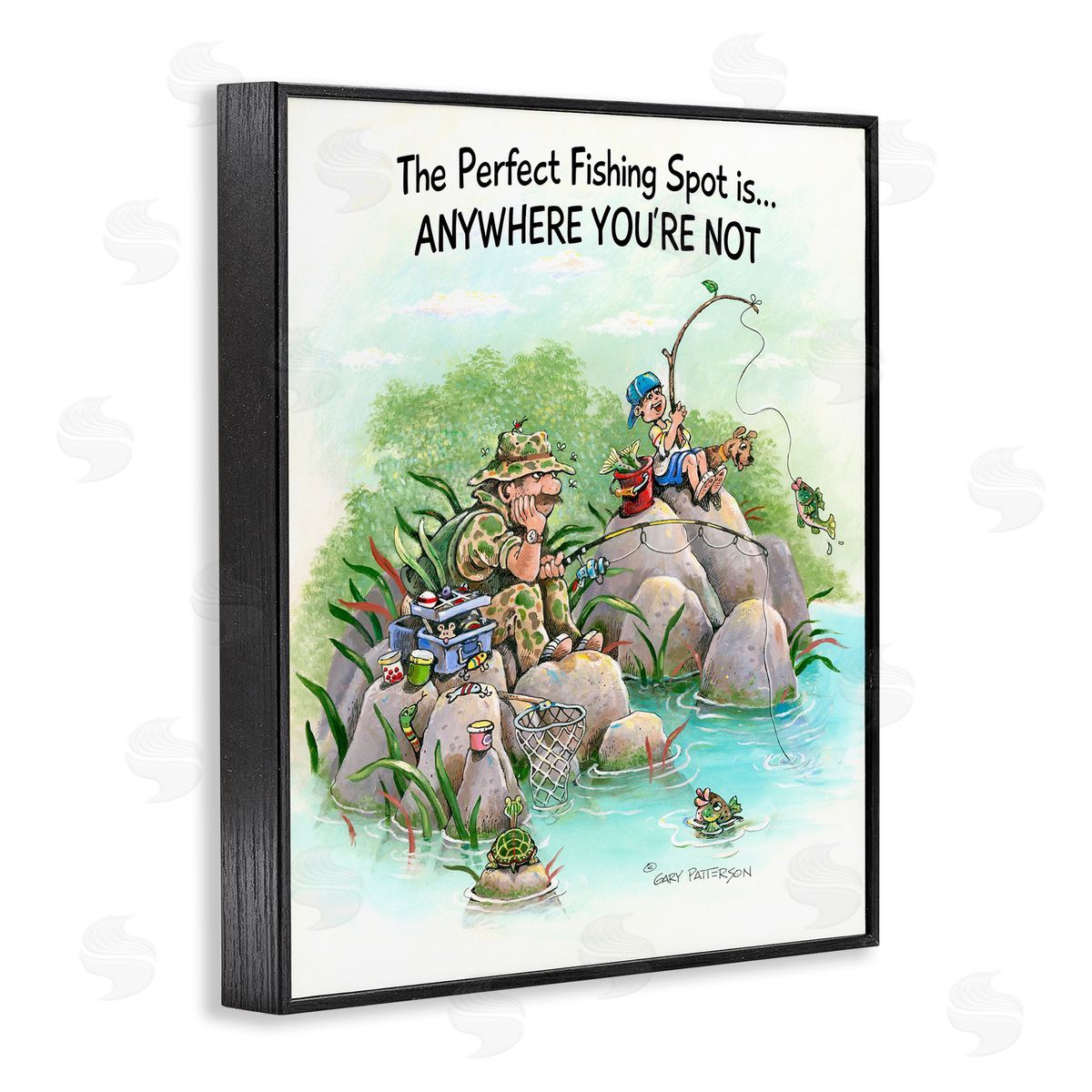 Perfect Fishing Funny Sports Black Frame Print Wall Art, Home Decor by Gary Patterson