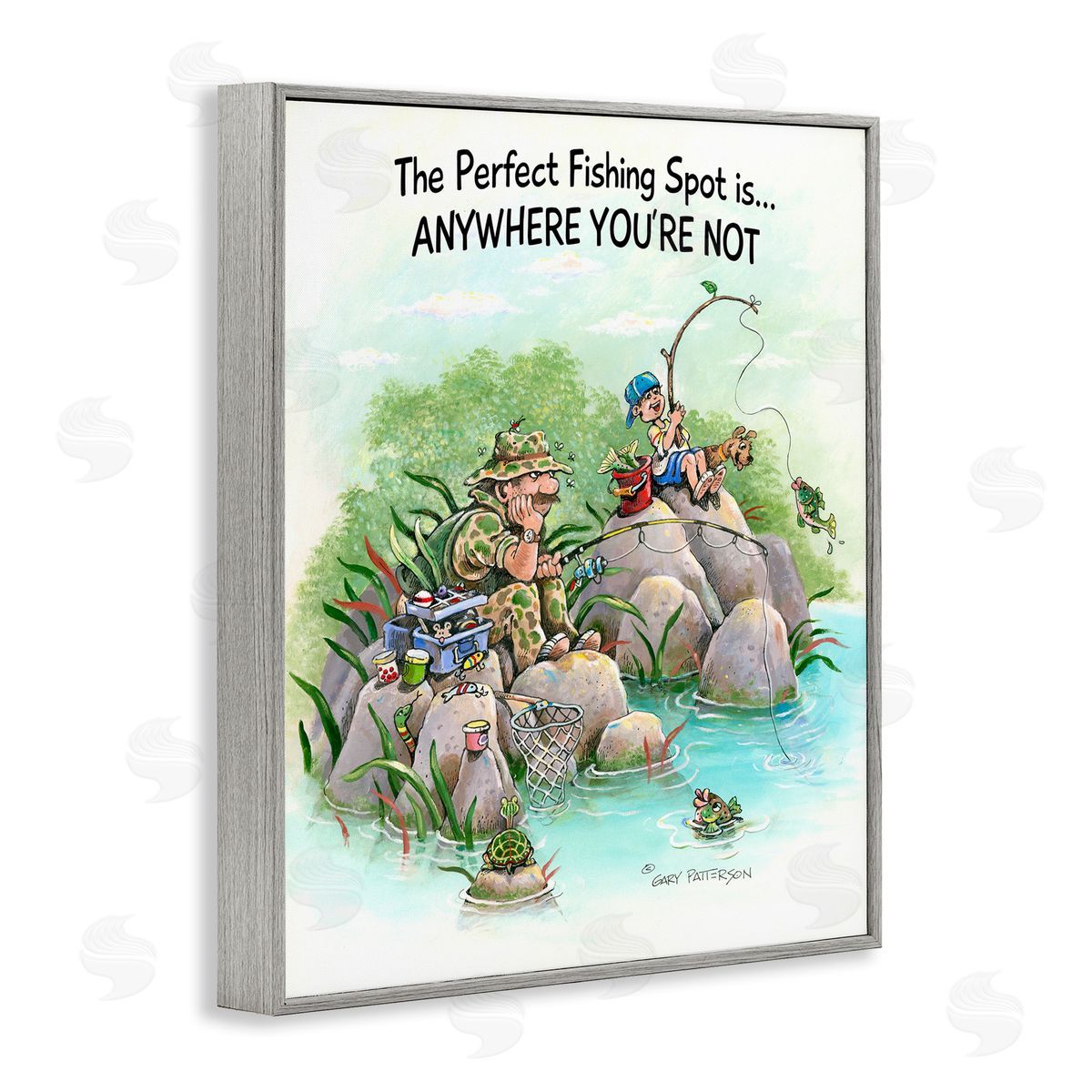 Perfect Fishing Funny Sports Grey Frame Print Wall Art, Home Decor by Gary Patterson