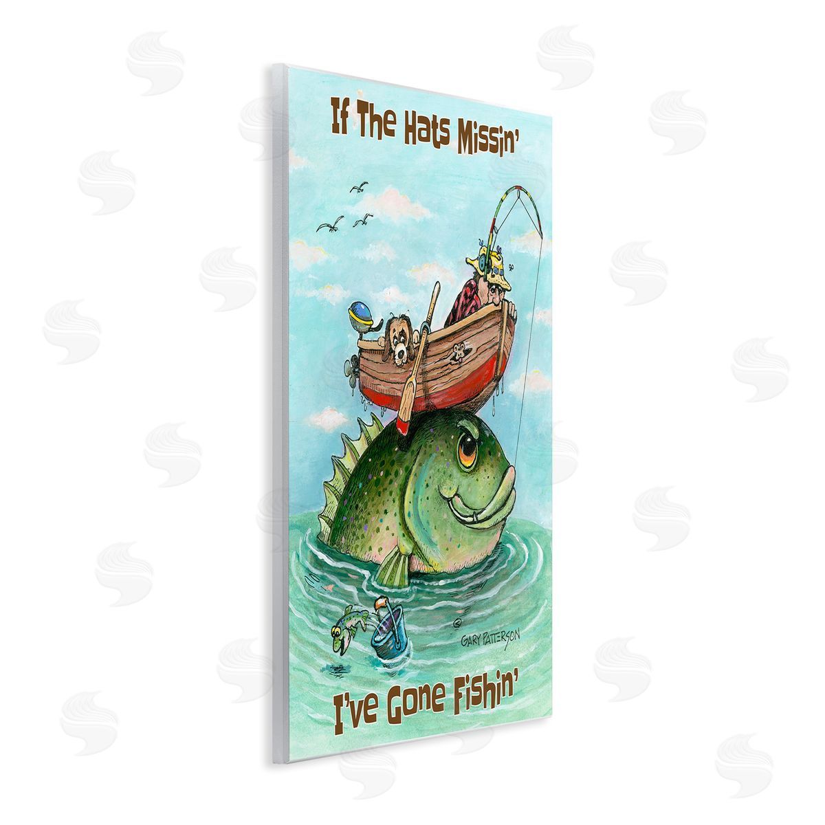 Hats Missing Gone Fishing Wood Plaque Wall Art, Home Decor by Gary Patterson