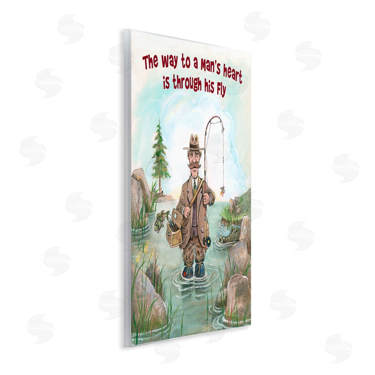 His Fly Funny Sports Fishing Wood Plaque Wall Art, Home Decor by Gary Patterson