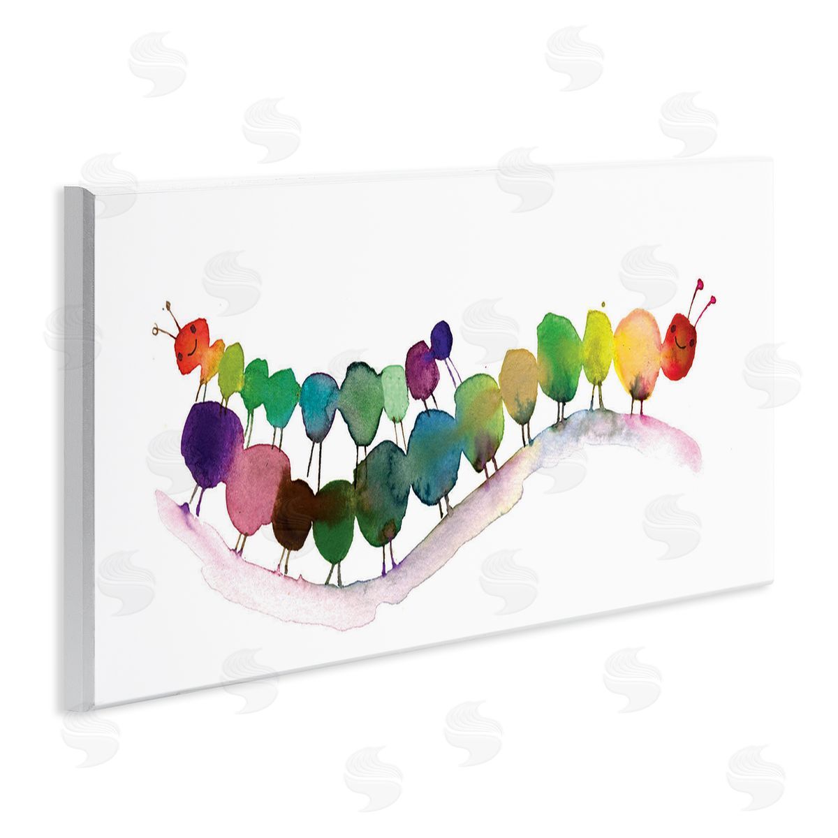 Rainbow Inchworms Cute Painting Wood Plaque Wall Art, Home Decor by Maria Carluccio