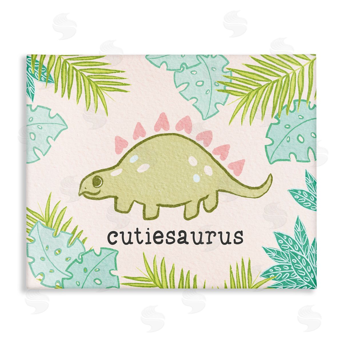Cutiesaurus Dinosaur Kids Pink Canvas Wall Art, Home Decor by Stupell Studio
