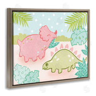 Stupell Studio | Cute Dinosaurs Pink Green Kids