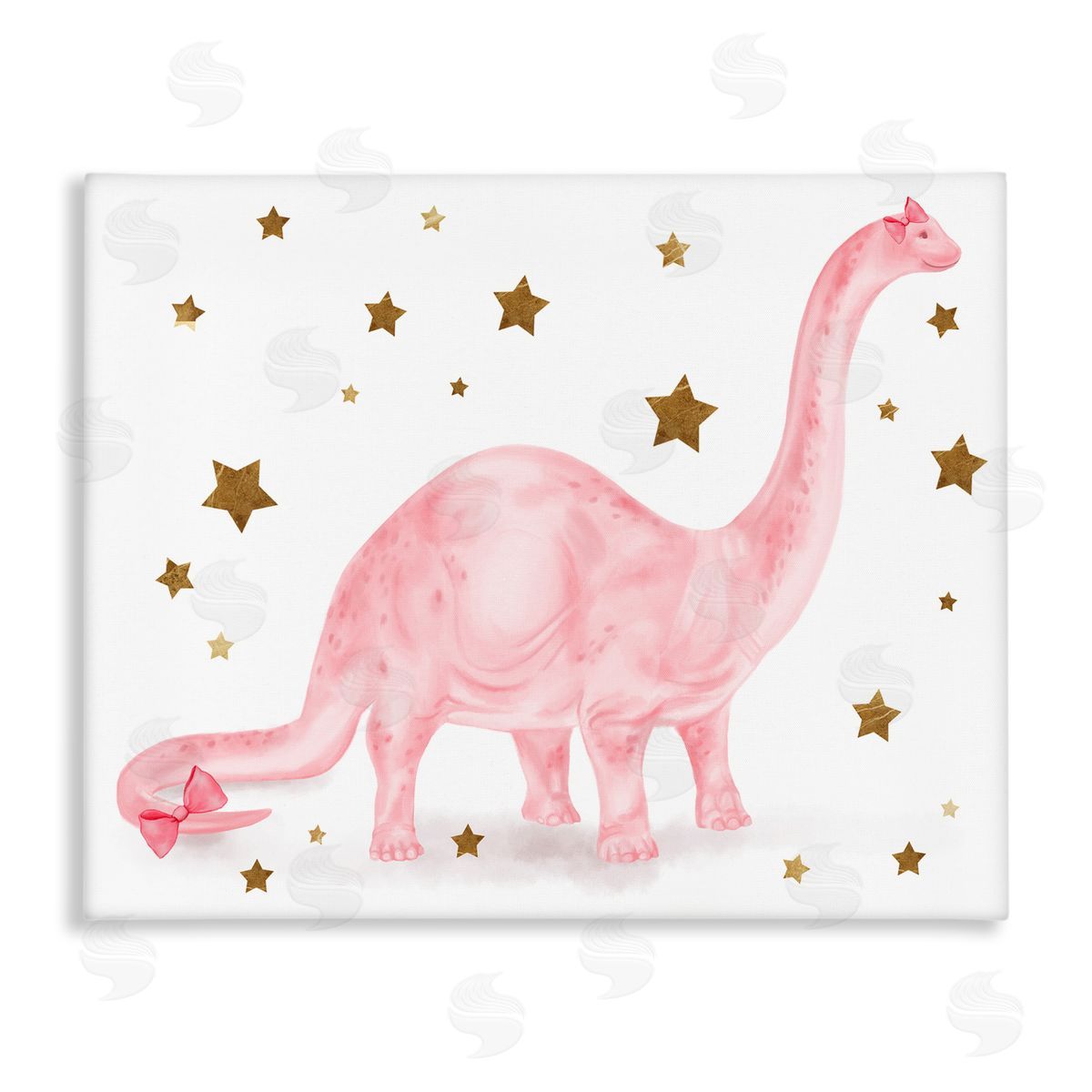 Pink Dinosaur with Gold Stars Canvas Wall Art, Home Decor by Stupell Studio