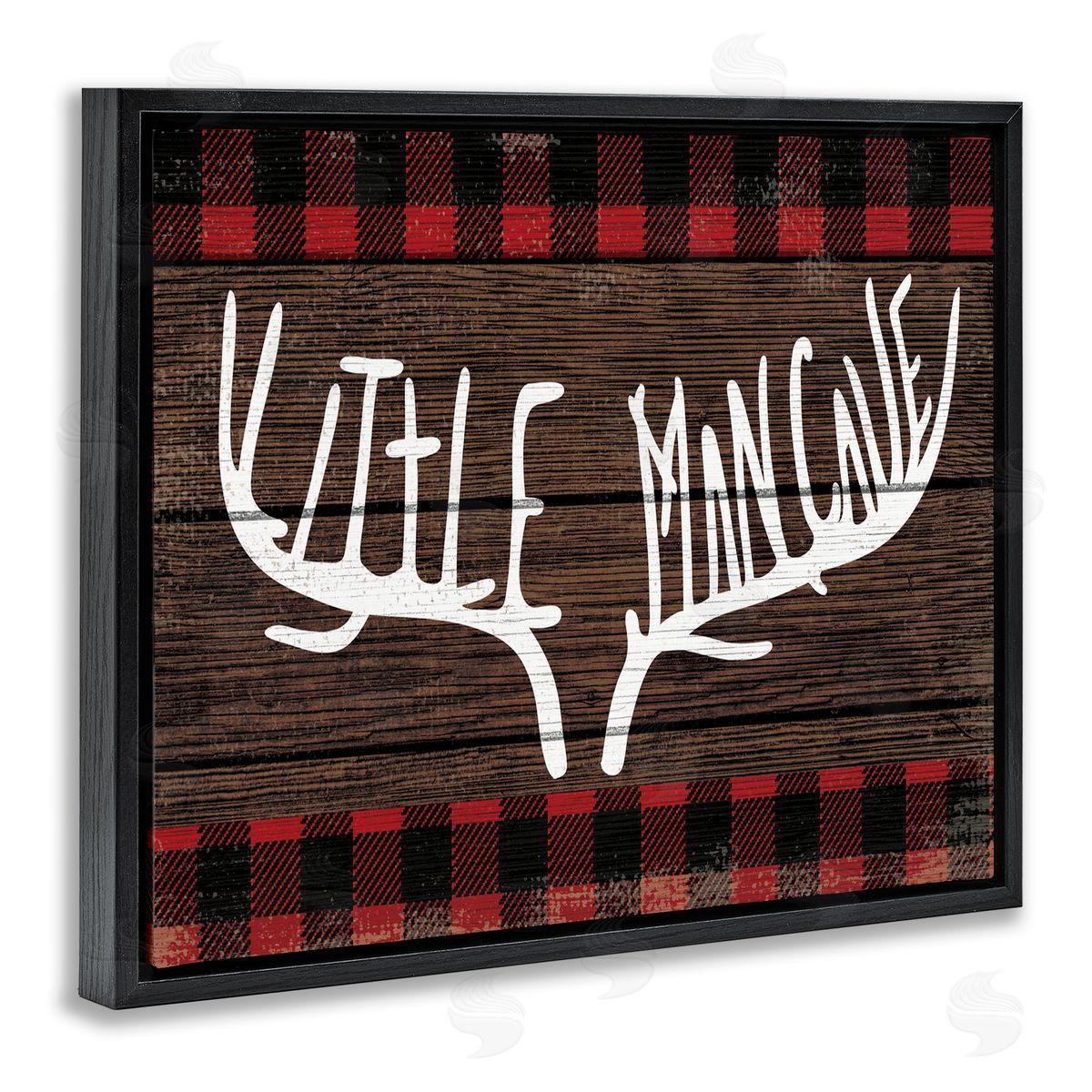 Little Man Cave Rustic Antlers Black Floating Frame Canvas Wall Art, Home Decor by Stupell Studio