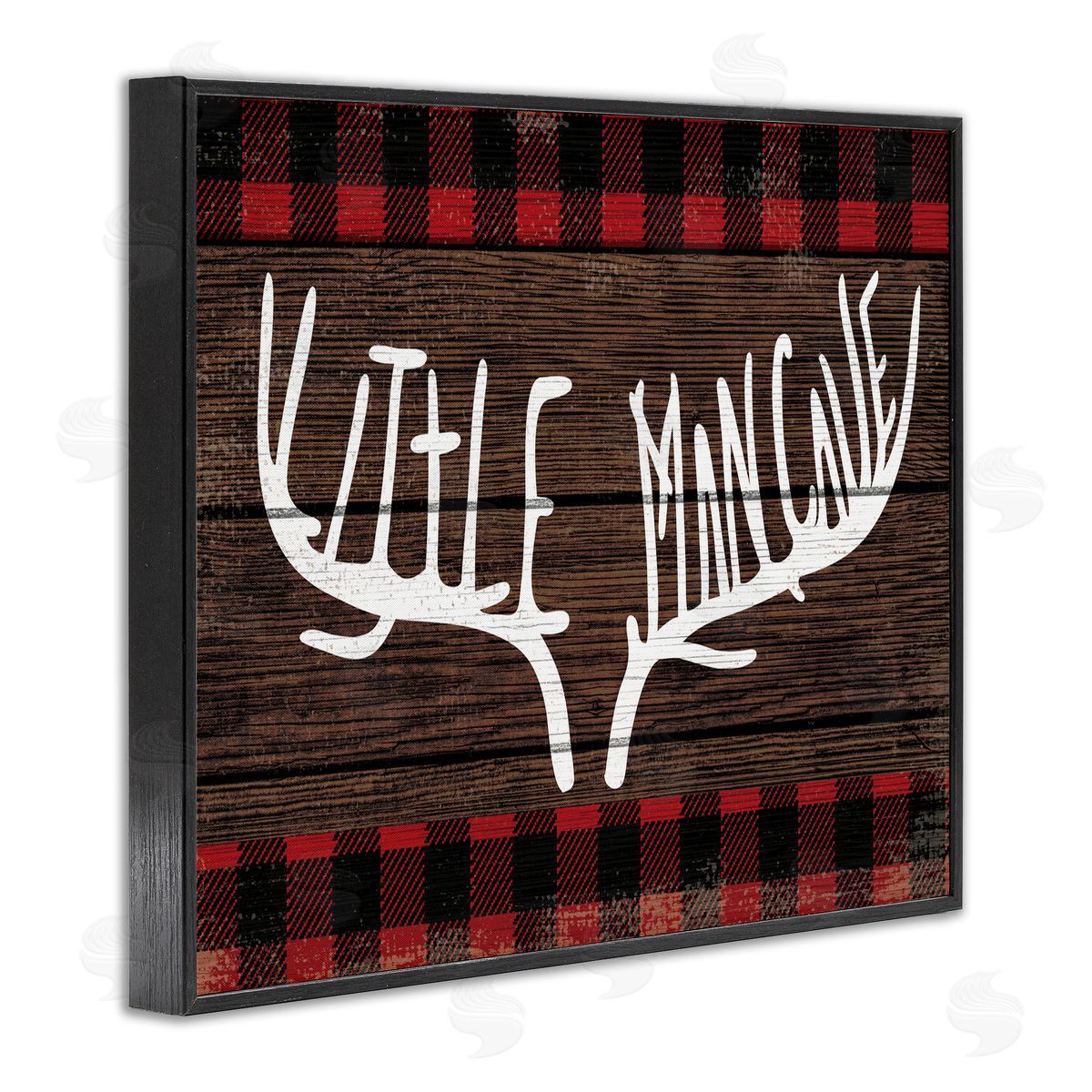 Little Man Cave Rustic Antlers Black Frame Print Wall Art, Home Decor by Stupell Studio