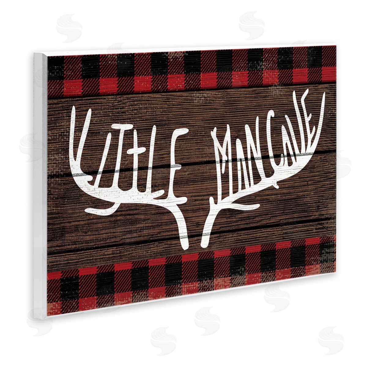 Little Man Cave Rustic Antlers Wood Plaque Wall Art, Home Decor by Stupell Studio