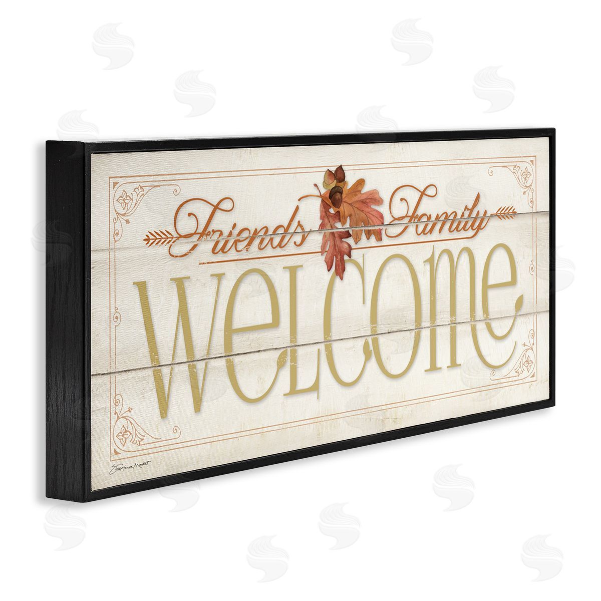 Autumn Friends Family Welcome Black Frame Print Wall Art, Home Decor by Stephanie Workman Marrott