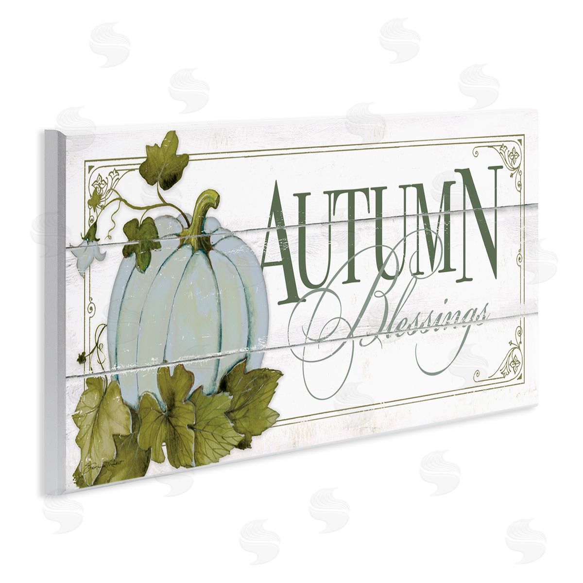 Autumn Blessings Blue Pumpkin Wood Plaque Wall Art, Home Decor by Stephanie Workman Marrott