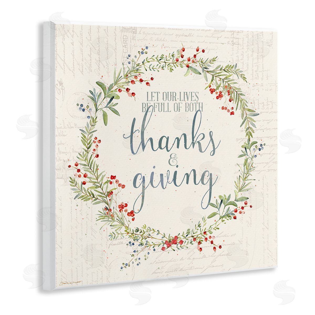Thanks & Giving Autumn Phrase Wood Plaque Wall Art, Home Decor by Stephanie Workman Marrott