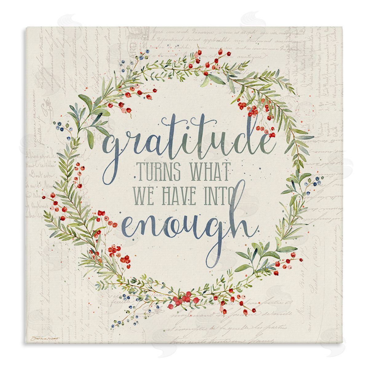Gratitude Enough Fall Seasonal Canvas Wall Art, Home Decor by Stephanie Workman Marrott