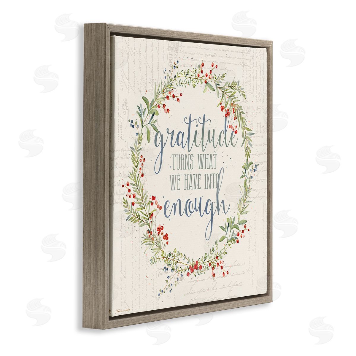 Gratitude Enough Fall Seasonal Brown Floating Frame Canvas Wall Art, Home Decor by Stephanie Workman Marrott
