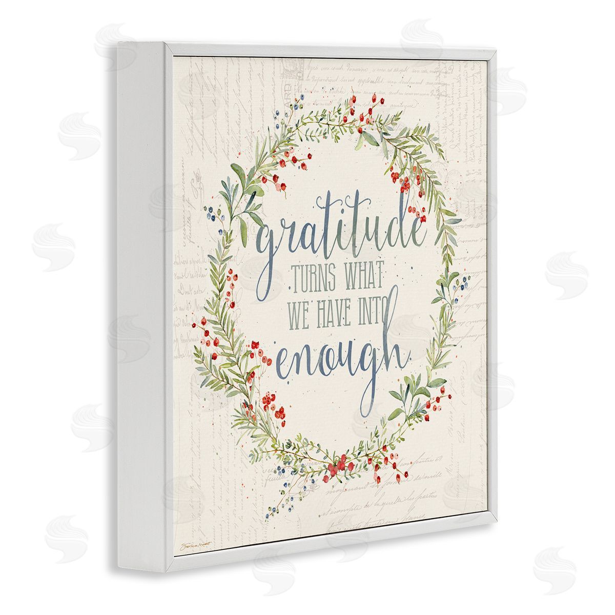 Gratitude Enough Fall Seasonal White Frame Print Wall Art, Home Decor by Stephanie Workman Marrott