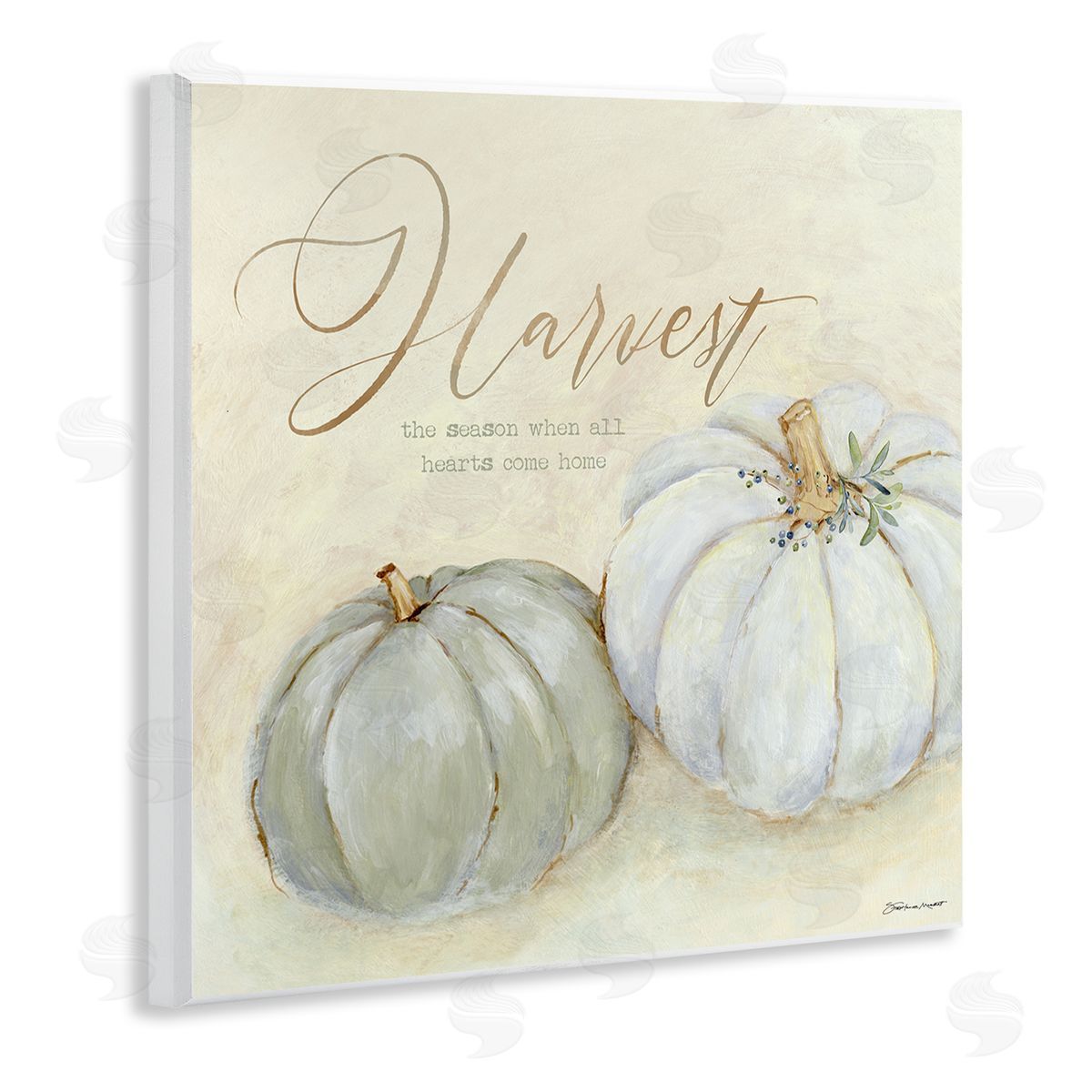 Harvest Pumpkins Autumn Seasonal Wood Plaque Wall Art, Home Decor by Stephanie Workman Marrott