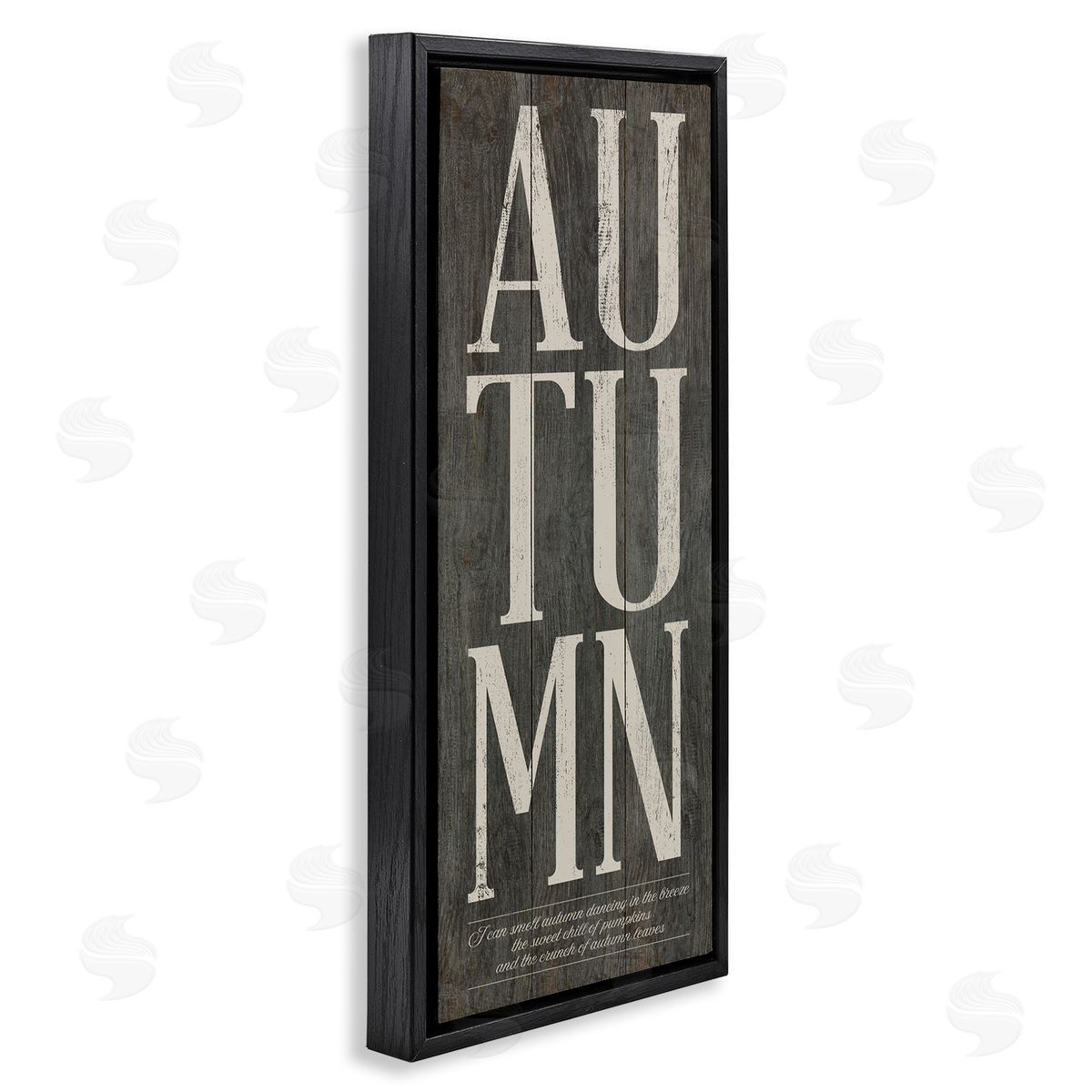 Autumn Grey Typography Black Floating Frame Canvas Wall Art, Home Decor by Stephanie Workman Marrott