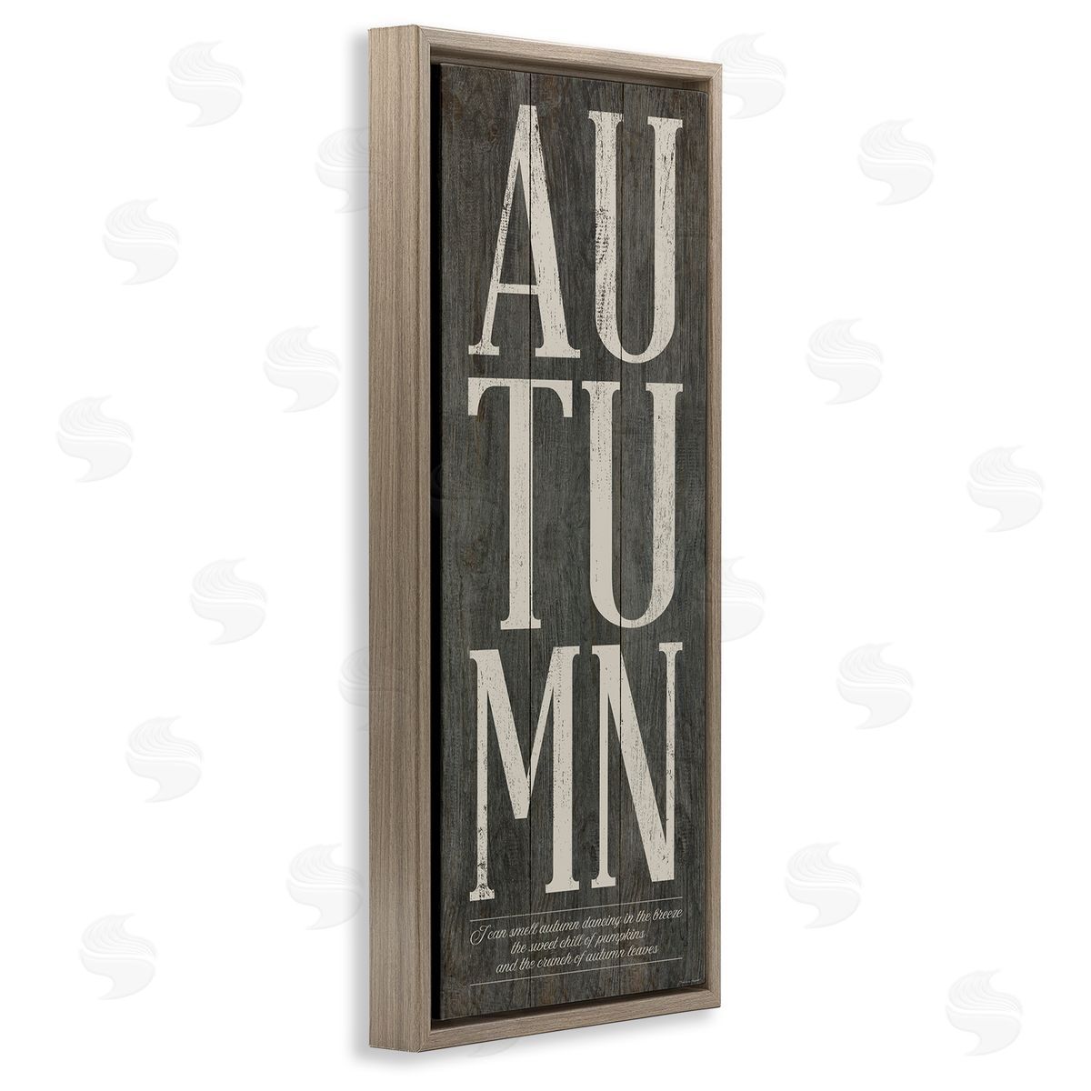Autumn Grey Typography Brown Floating Frame Canvas Wall Art, Home Decor by Stephanie Workman Marrott