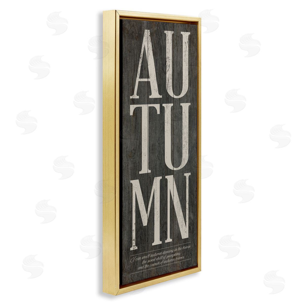 Autumn Grey Typography Gold Floating Frame Canvas Wall Art, Home Decor by Stephanie Workman Marrott