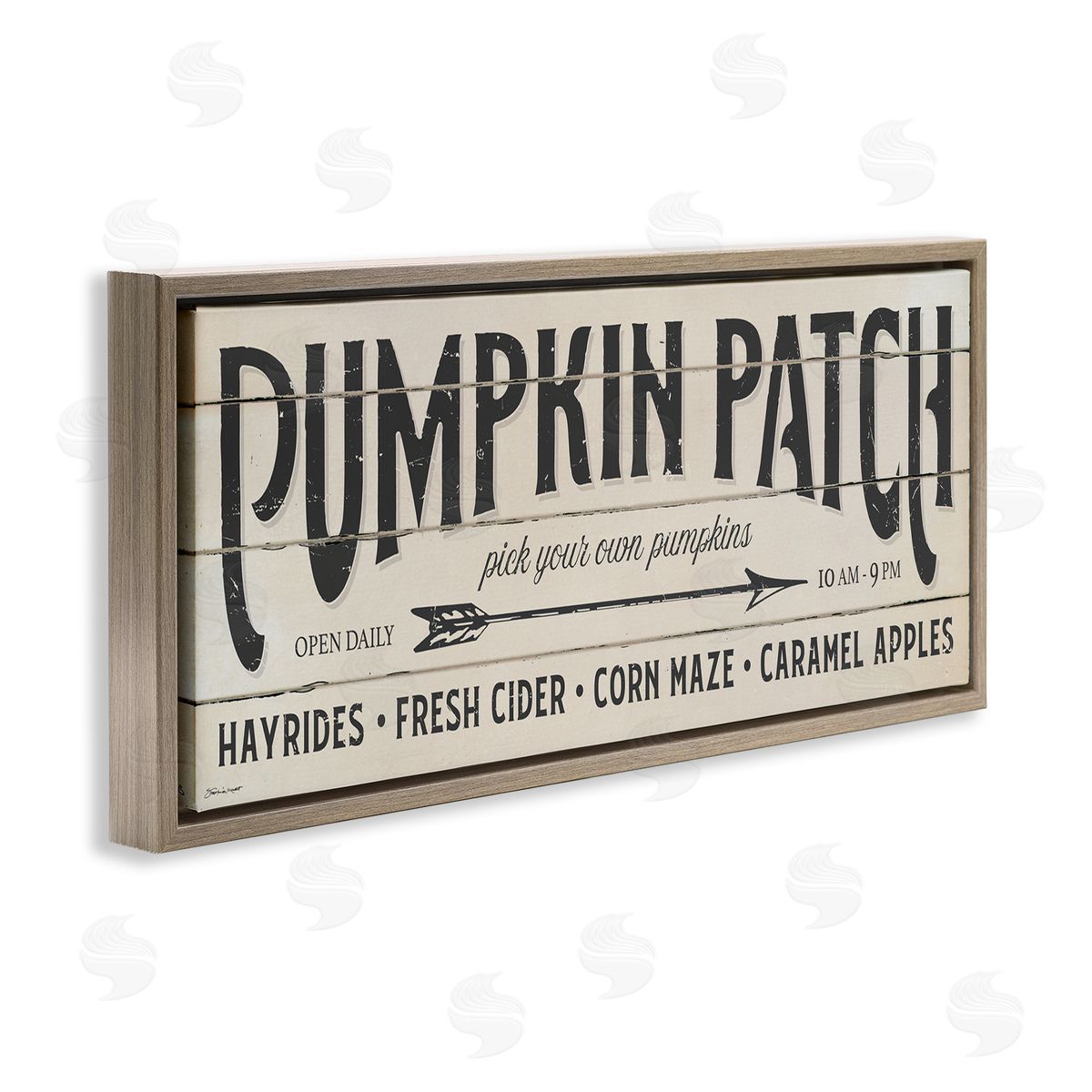 Pumpkin Patch Autumn Sign Brown Floating Frame Canvas Wall Art, Home Decor by Stephanie Workman Marrott