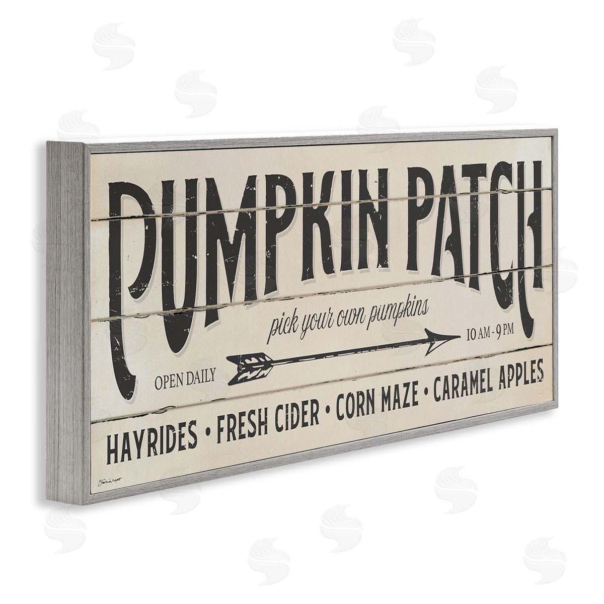 Pumpkin Patch Autumn Sign Grey Frame Print Wall Art, Home Decor by Stephanie Workman Marrott