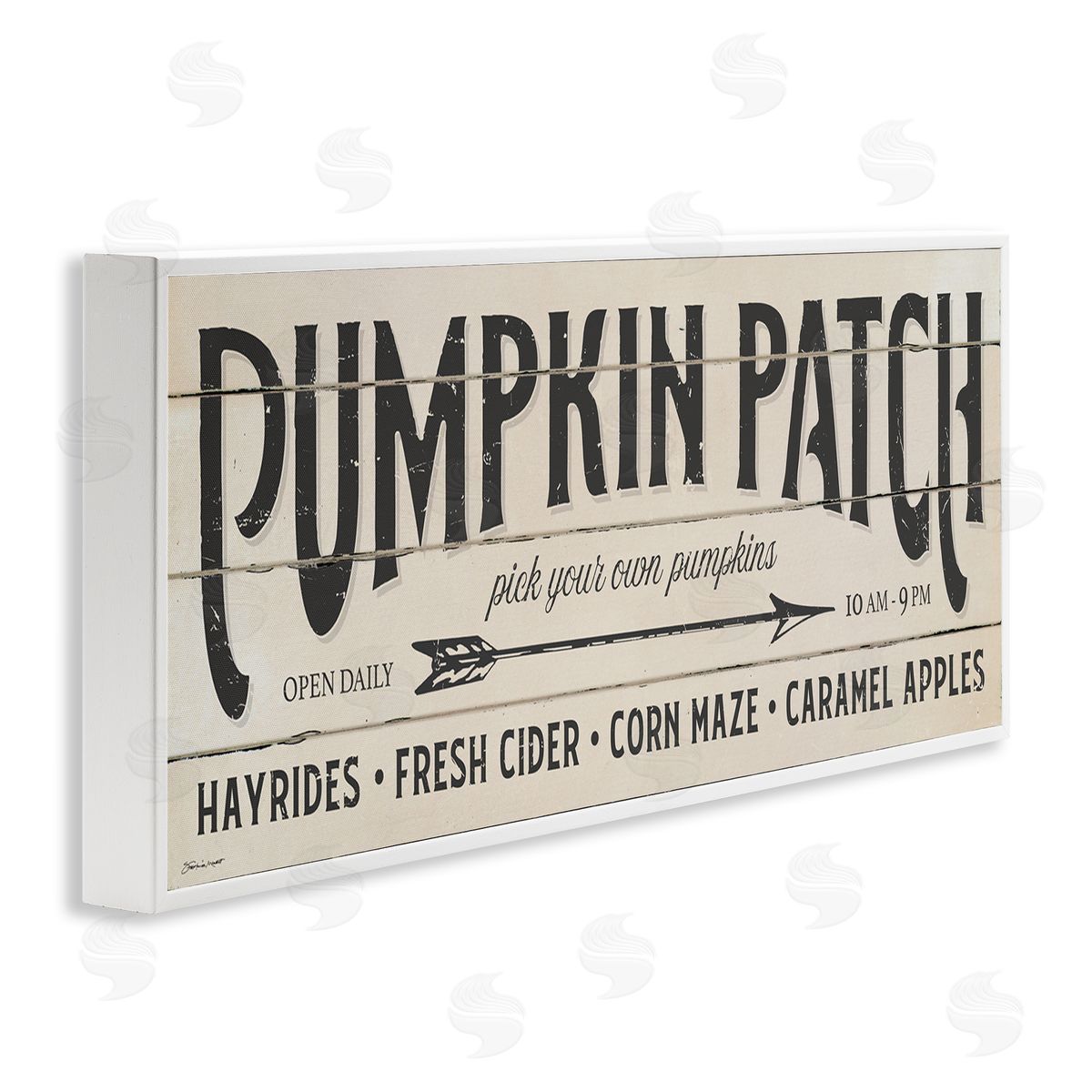 Pumpkin Patch Autumn Sign White Frame Print Wall Art, Home Decor by Stephanie Workman Marrott