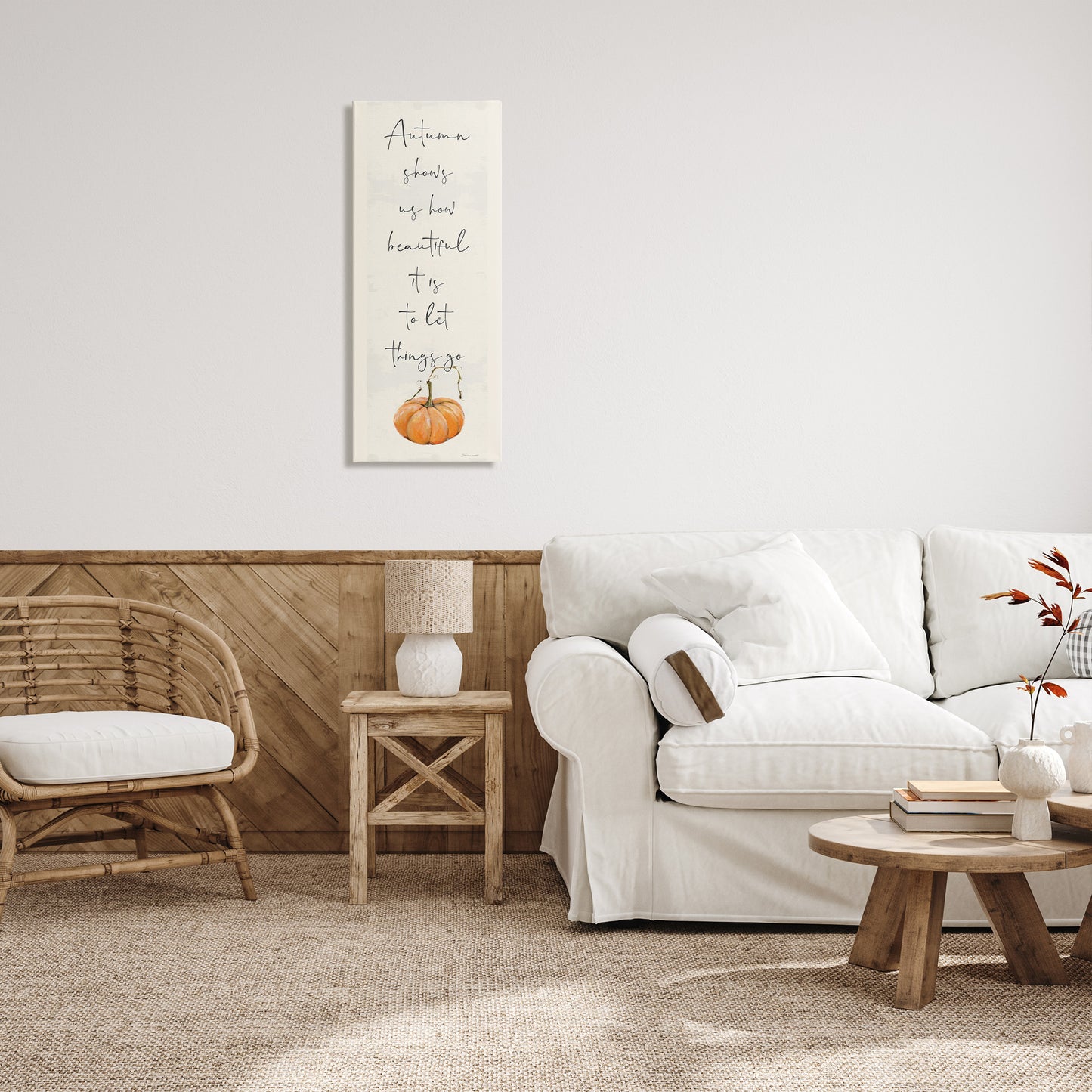 Autumn Beauty Inspirational Phrase Canvas Wall Art in Room, Home Decor by Stephanie Workman Marrott