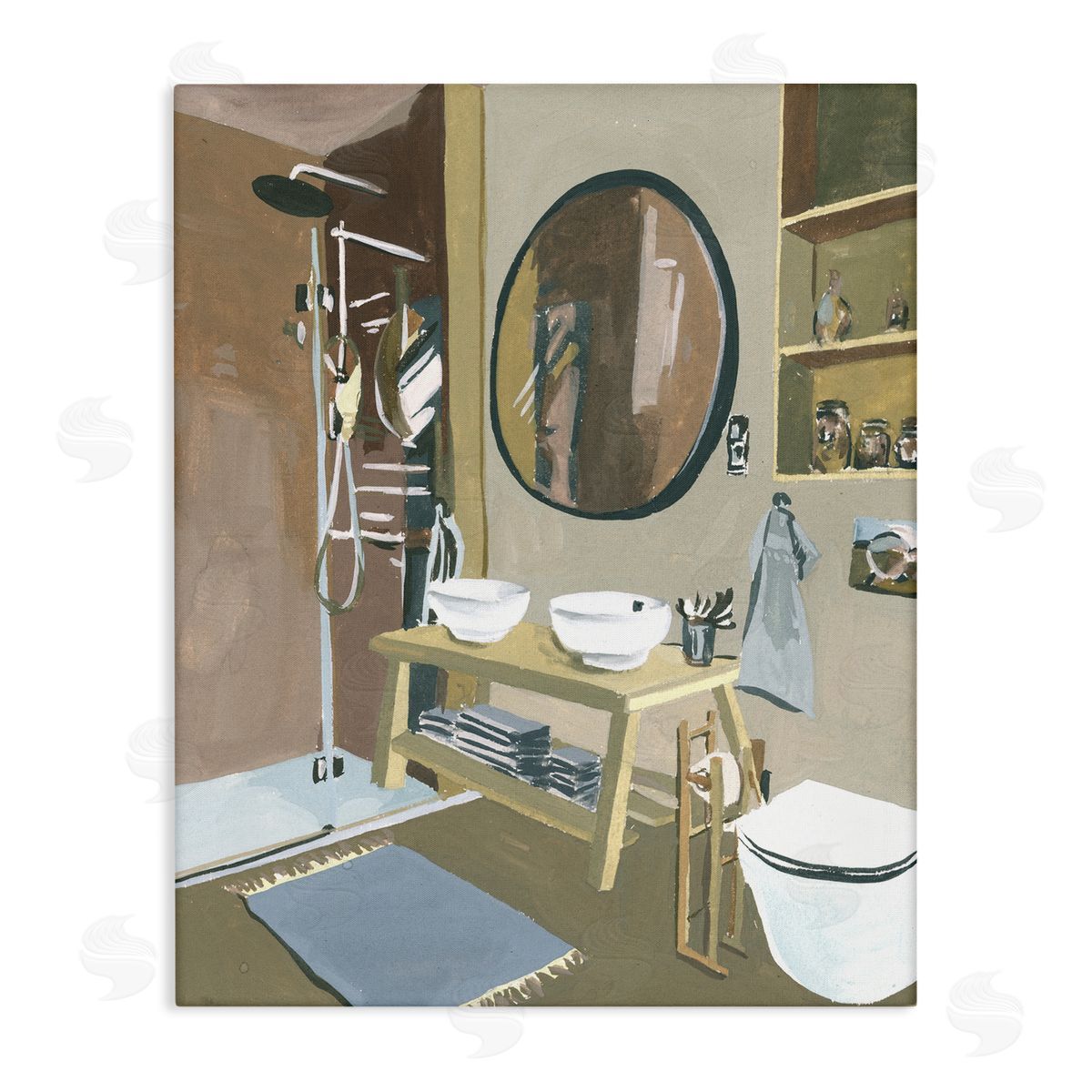 Modern Bathroom Interior Design Canvas Wall Art, Home Decor by Melissa Wang