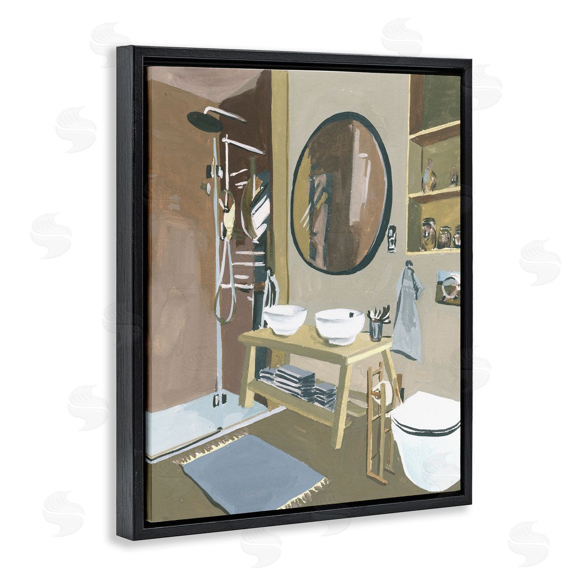 Modern Bathroom Interior Design Black Floating Frame Canvas Wall Art, Home Decor by Melissa Wang