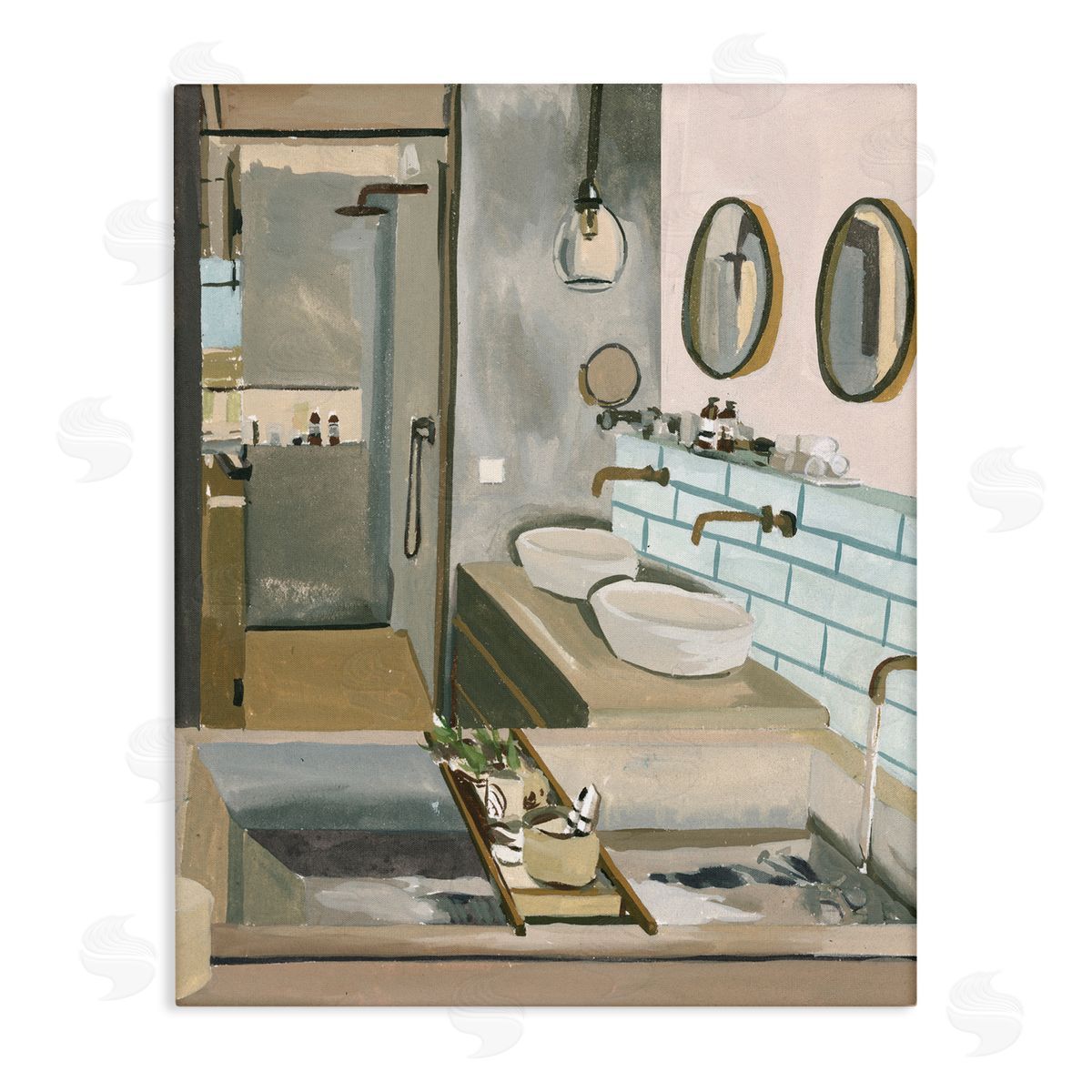 Running Bath Bathroom Interior Canvas Wall Art, Home Decor by Melissa Wang