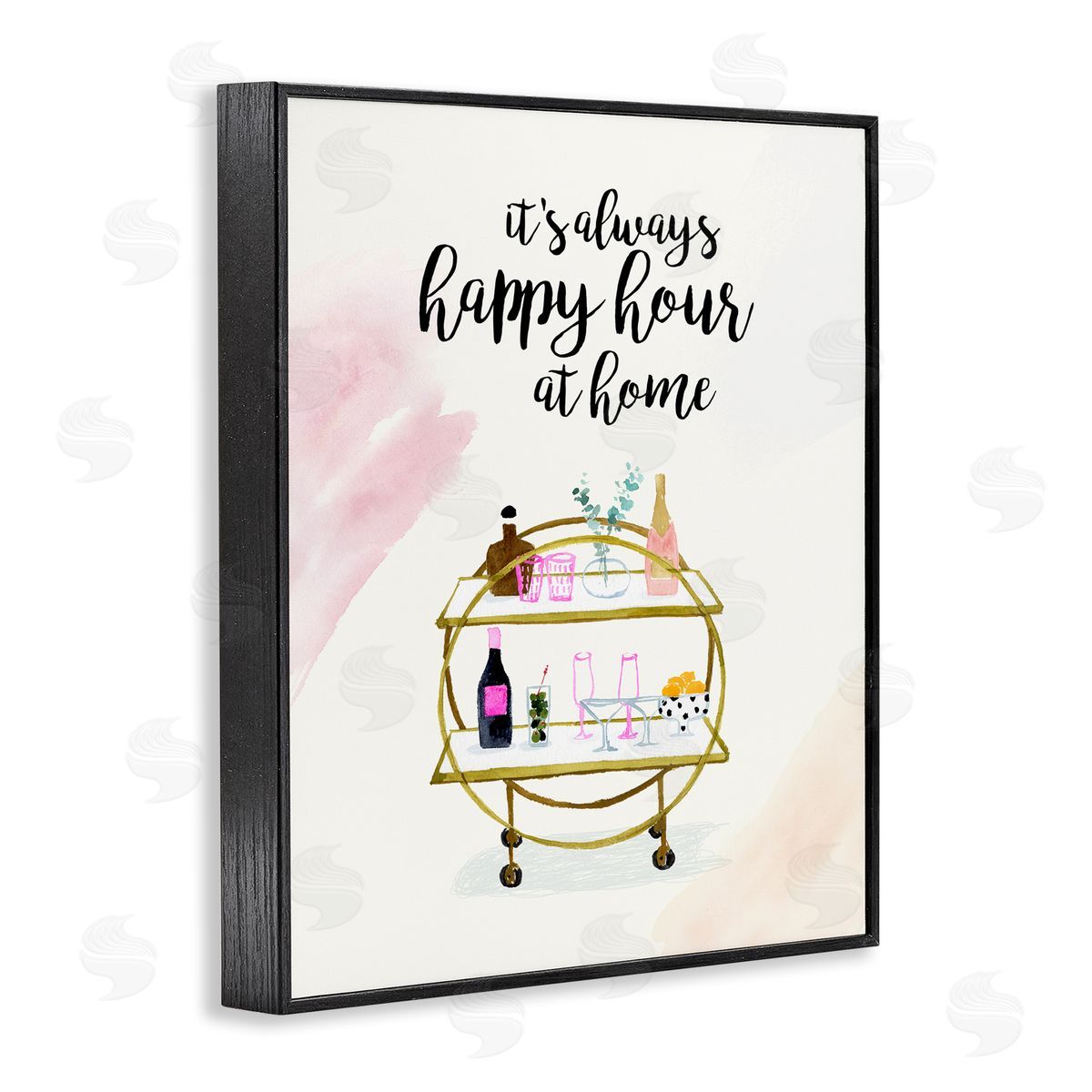 Always Happy Hour Home Black Frame Print Wall Art, Home Decor by Victoria Borges