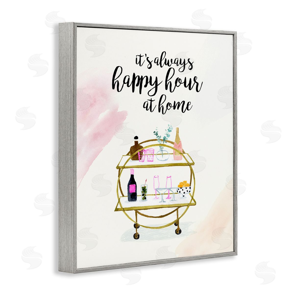 Always Happy Hour Home Grey Frame Print Wall Art, Home Decor by Victoria Borges