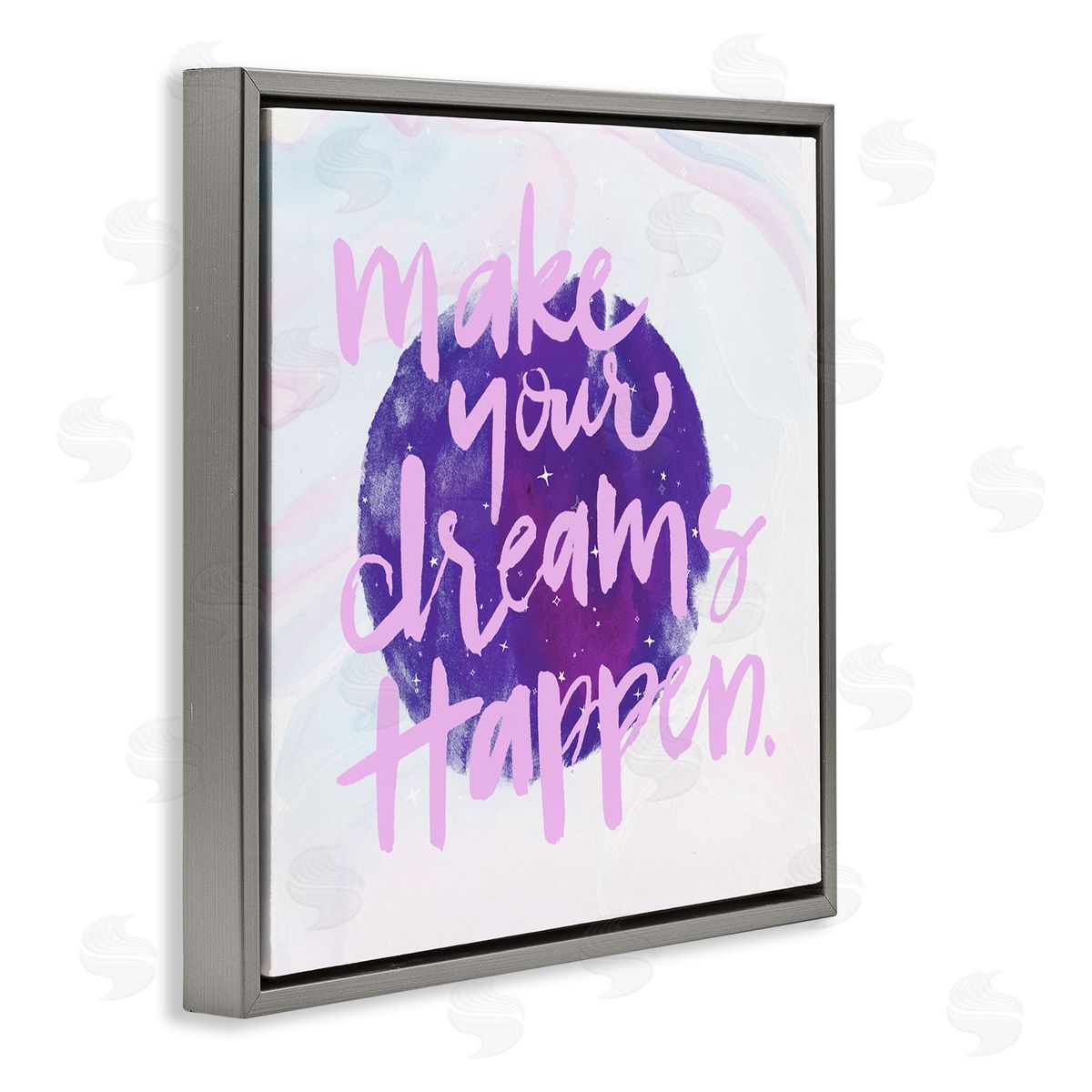 Inspiring Dreams Happen Purple Grey Floating Frame Canvas Wall Art, Home Decor by Jennifer Paxton Parker