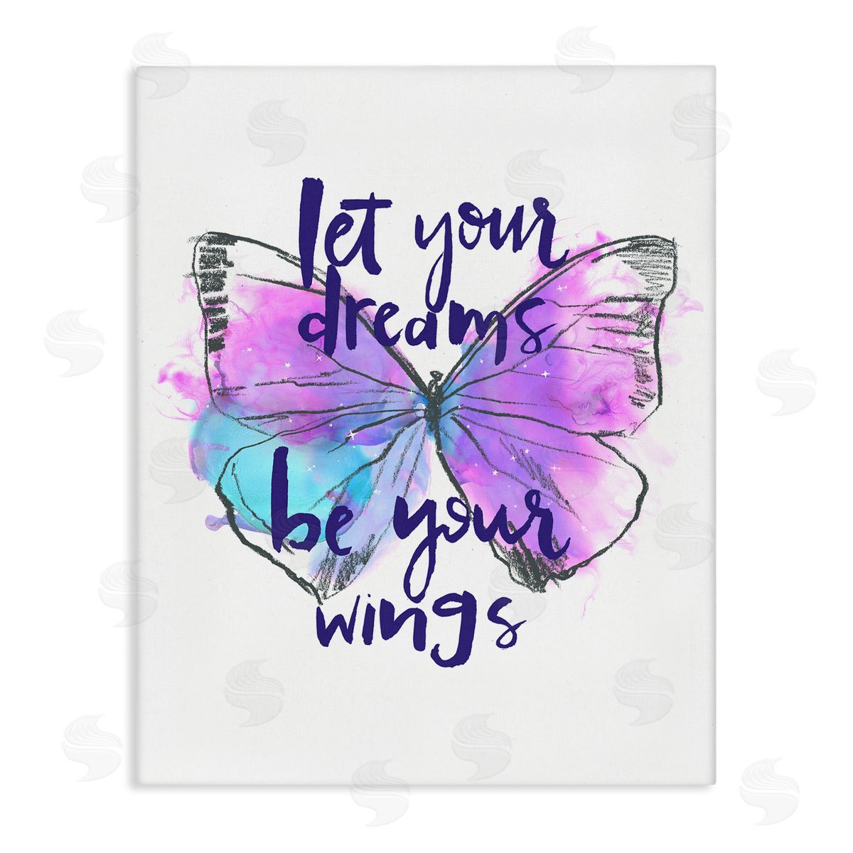 Dreams Quote Purple Butterfly Canvas Wall Art, Home Decor by Jennifer Paxton Parker