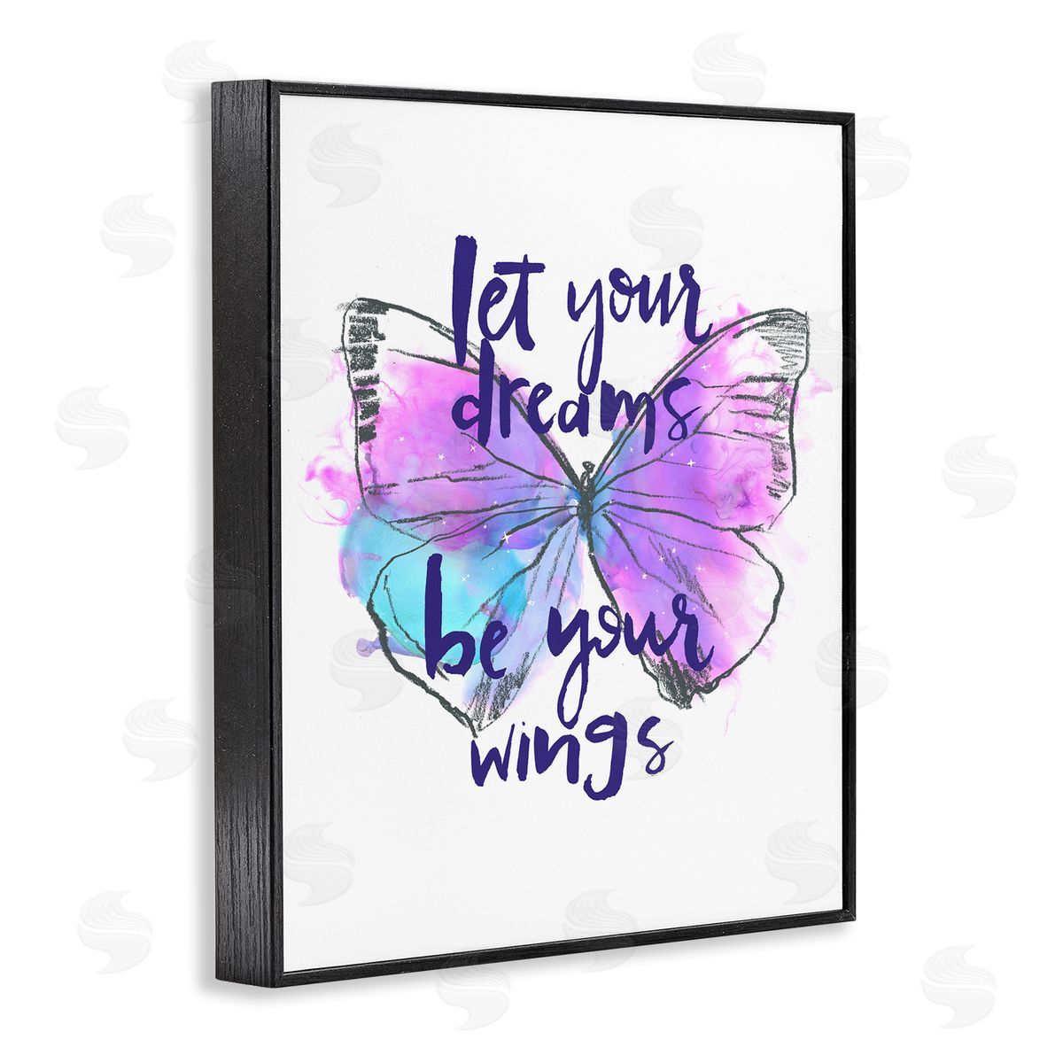 Dreams Quote Purple Butterfly Black Frame Print Wall Art, Home Decor by Jennifer Paxton Parker