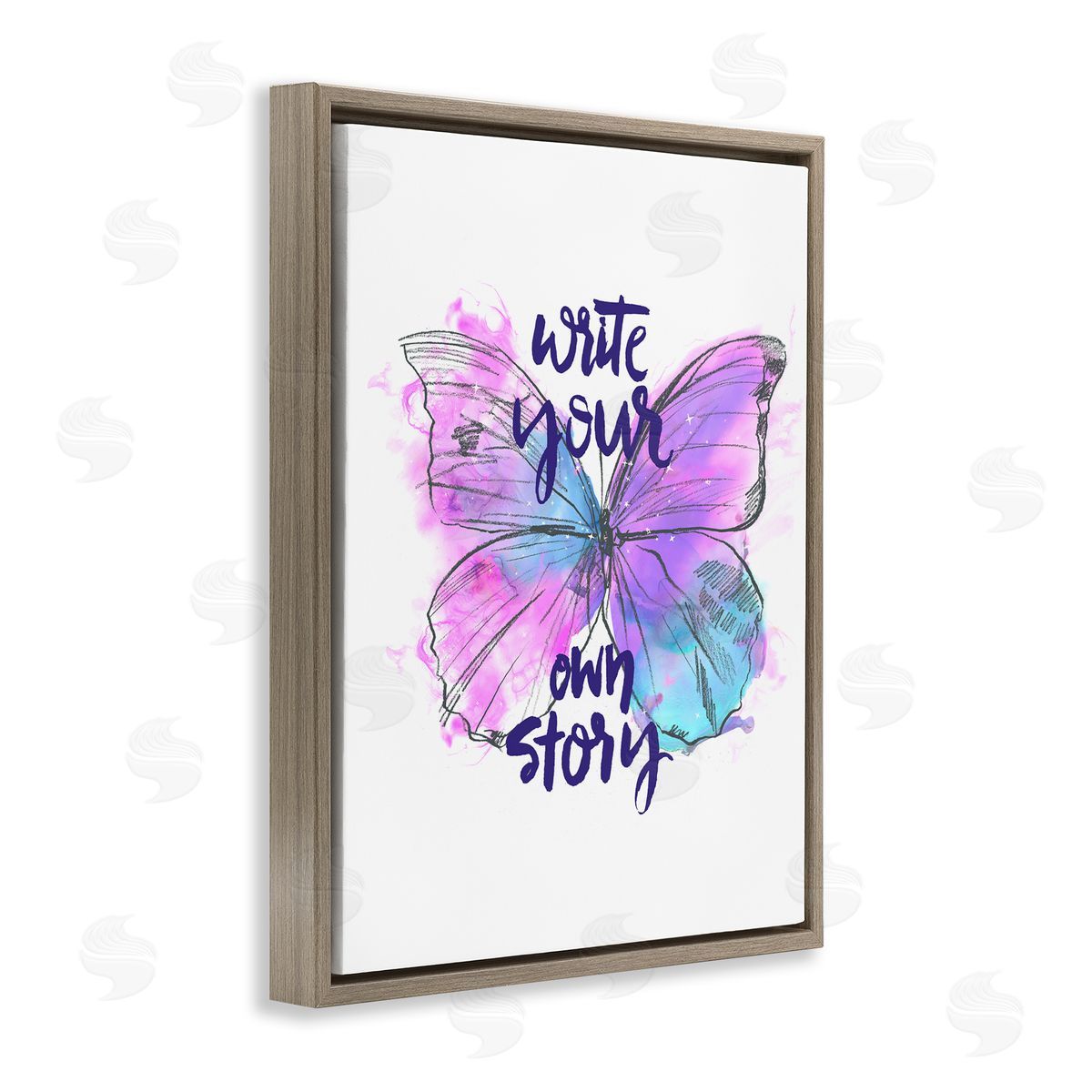 Write Your Story Butterfly Brown Floating Frame Canvas Wall Art, Home Decor by Jennifer Paxton Parker
