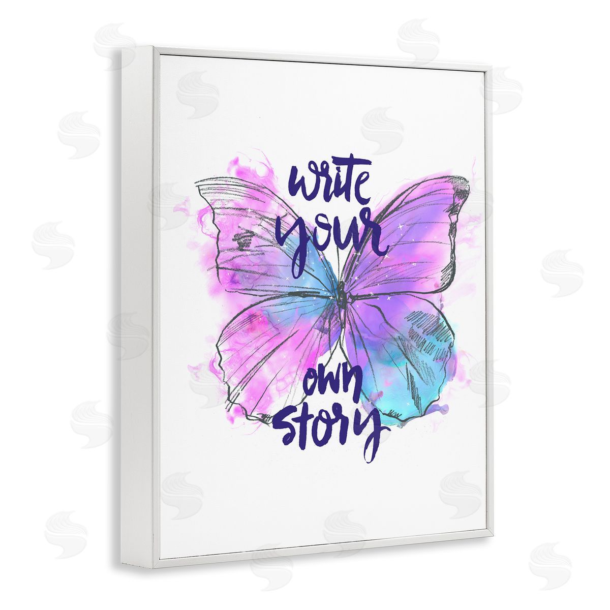 Write Your Story Butterfly White Frame Print Wall Art, Home Decor by Jennifer Paxton Parker
