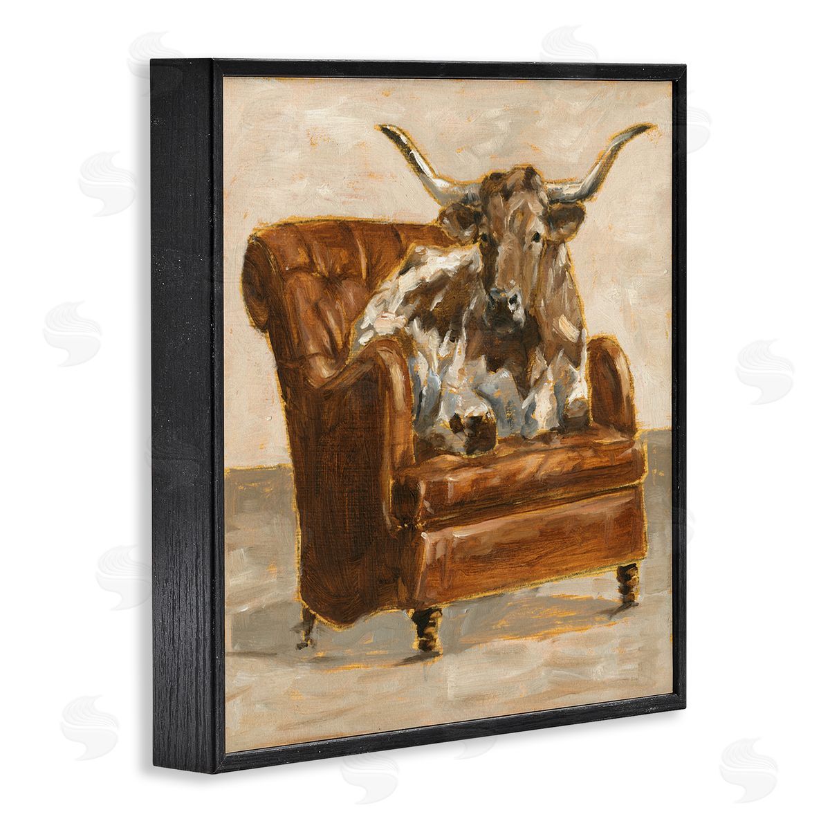 Abstract Bull Livingroom Chair Black Frame Print Wall Art, Home Decor by Ethan Harper