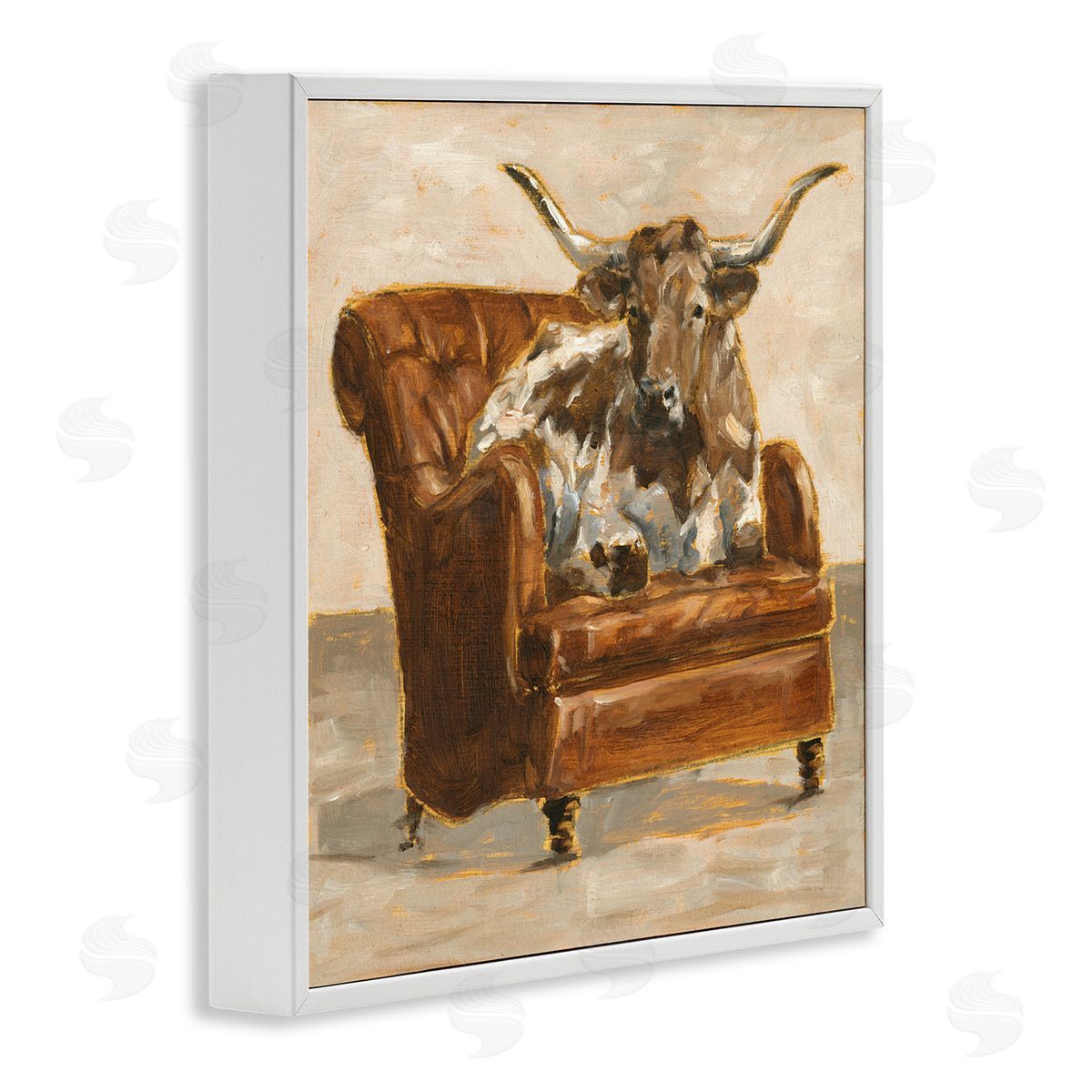 Abstract Bull Livingroom Chair White Frame Print Wall Art, Home Decor by Ethan Harper